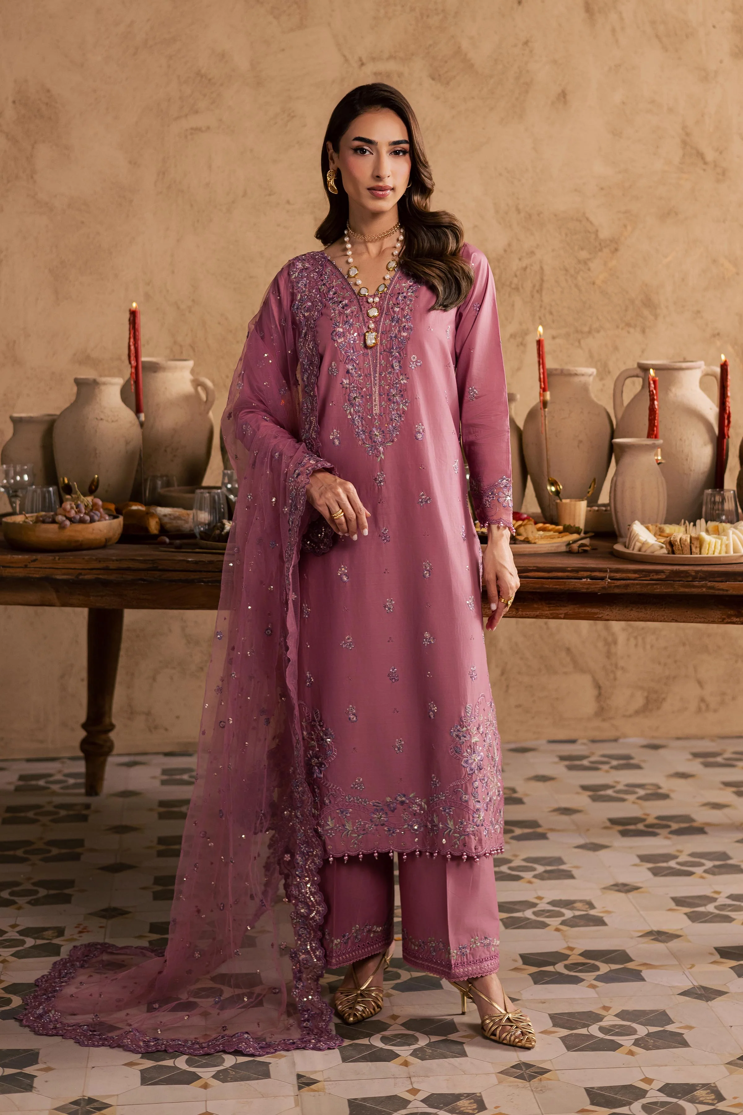 Dhinara 3Pc - Embroidered Festive Pret - Image 3