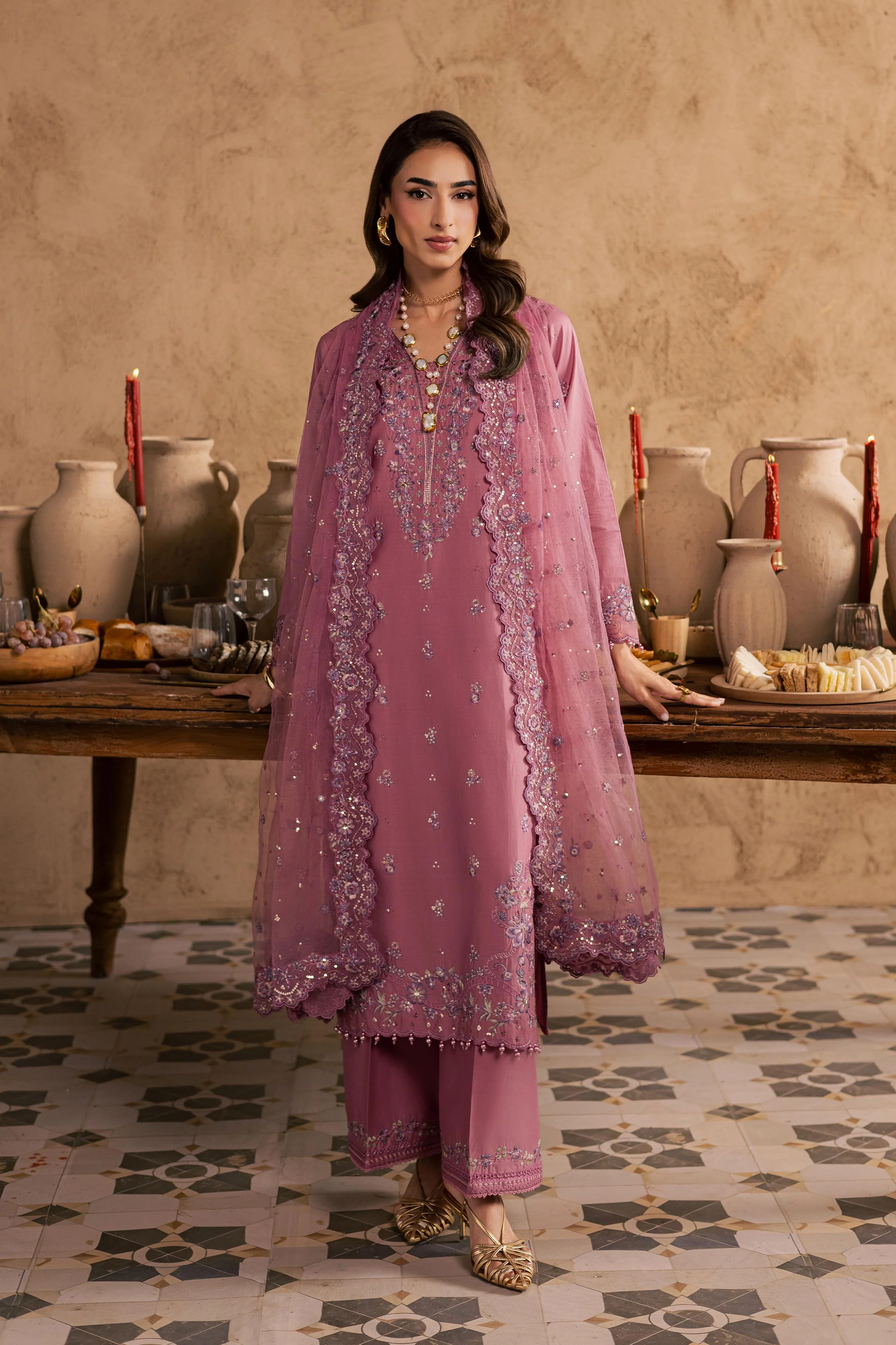 Dhinara 3Pc - Embroidered Festive Pret - Image 9