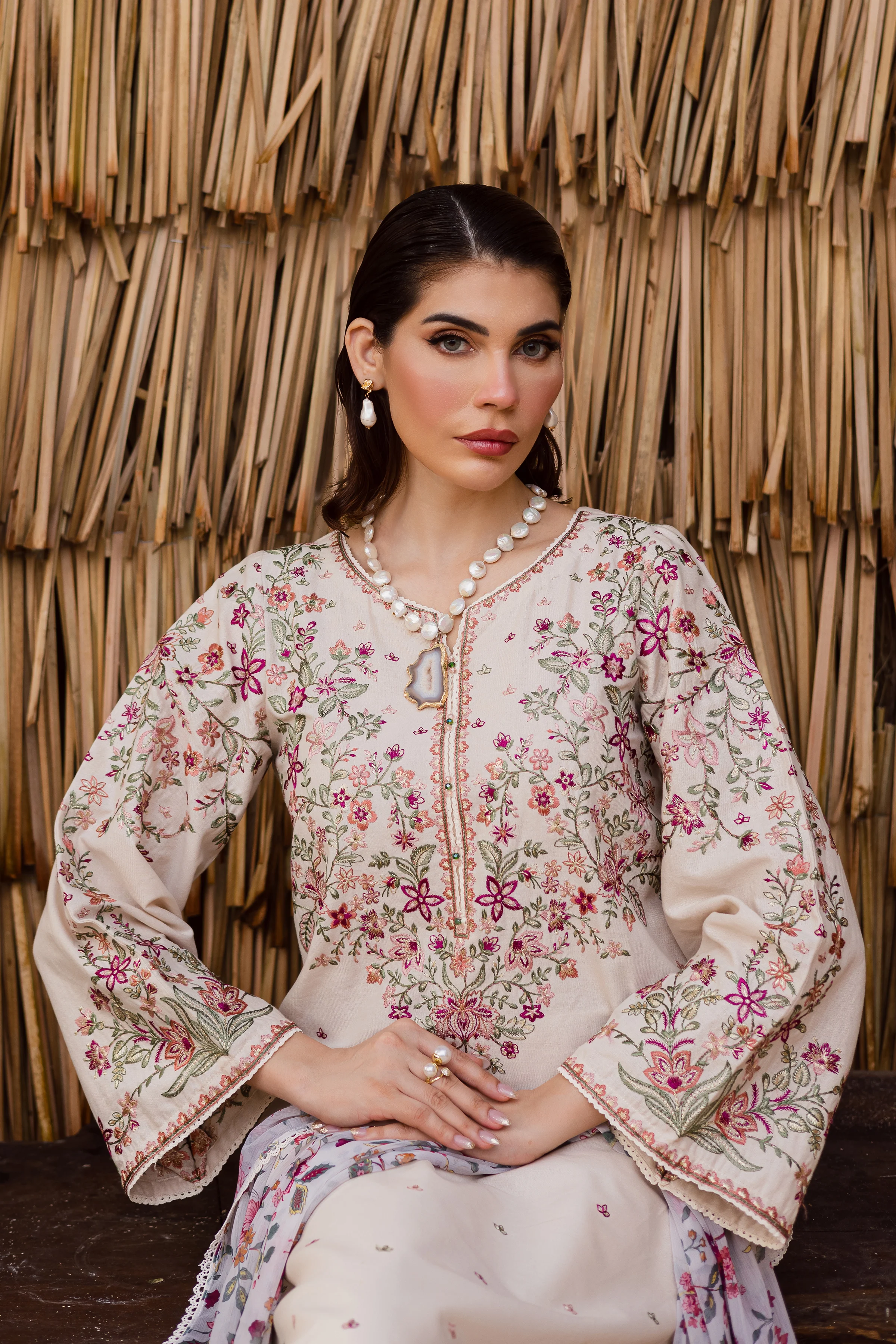 Dream Garden 3Pc - Embroidered Khaddar Dress - Image 3