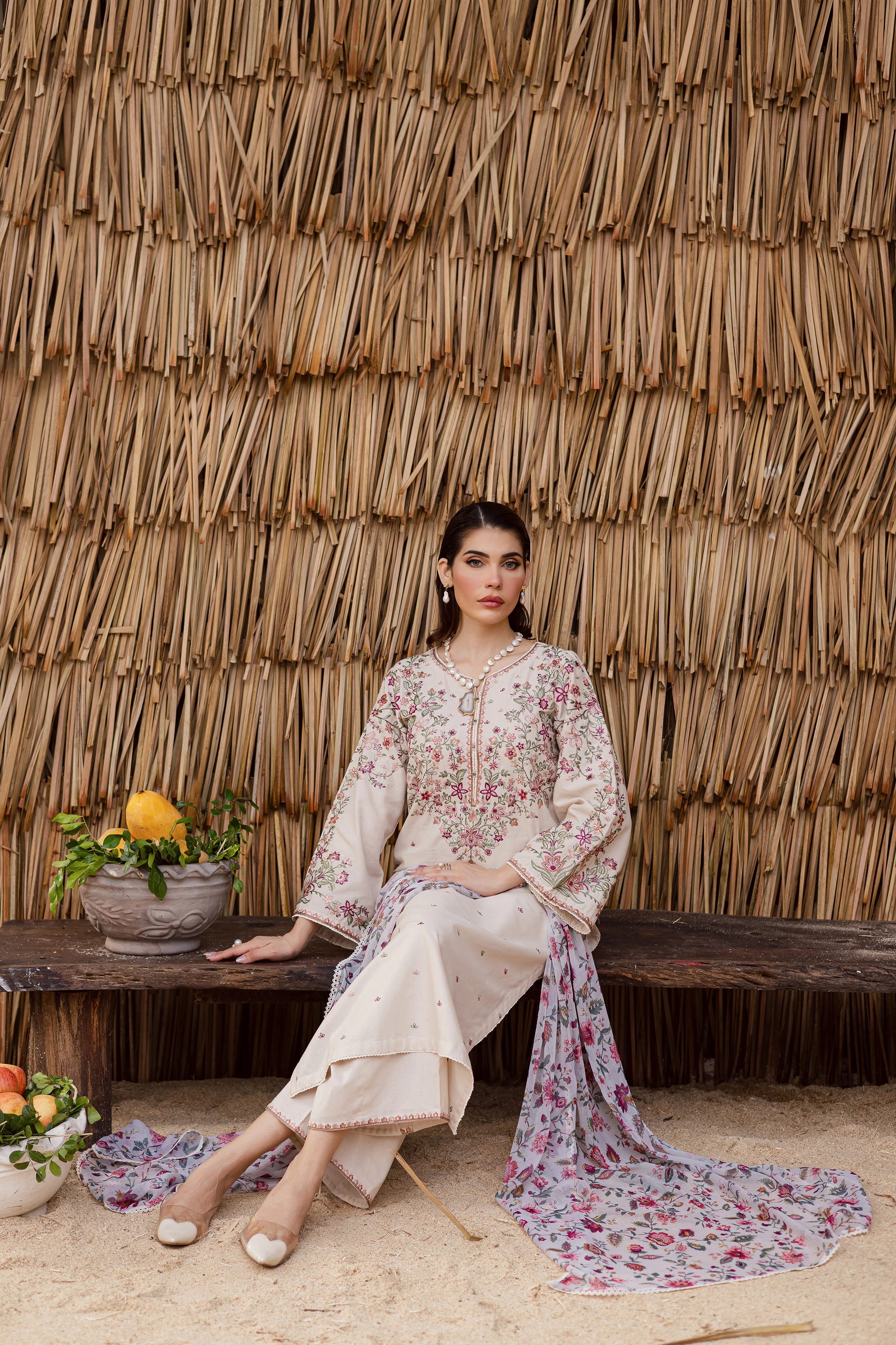 Dream Garden 3Pc - Embroidered Khaddar Dress - Image 7