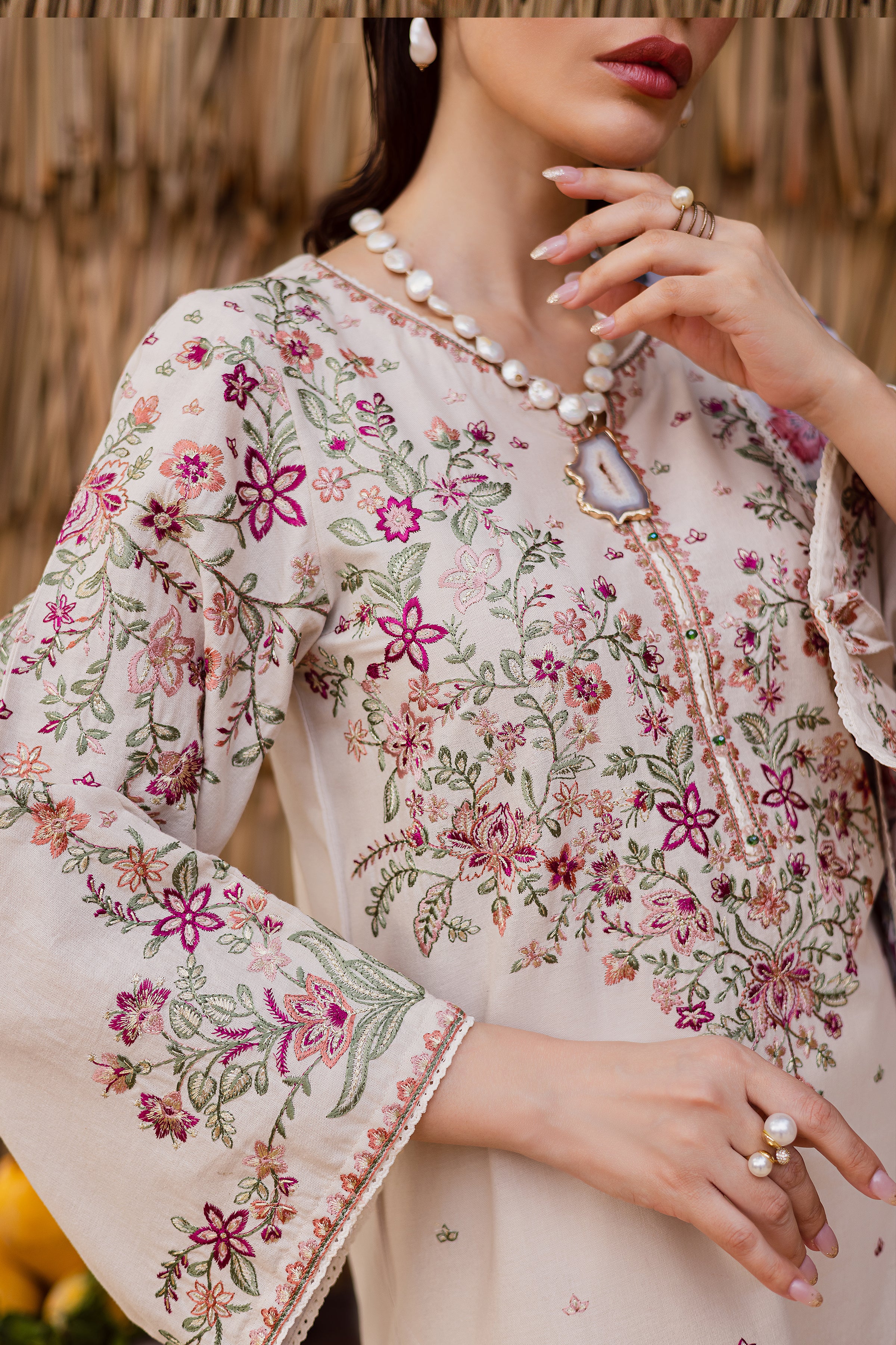 Dream Garden 3Pc - Embroidered Khaddar Dress - Image 8
