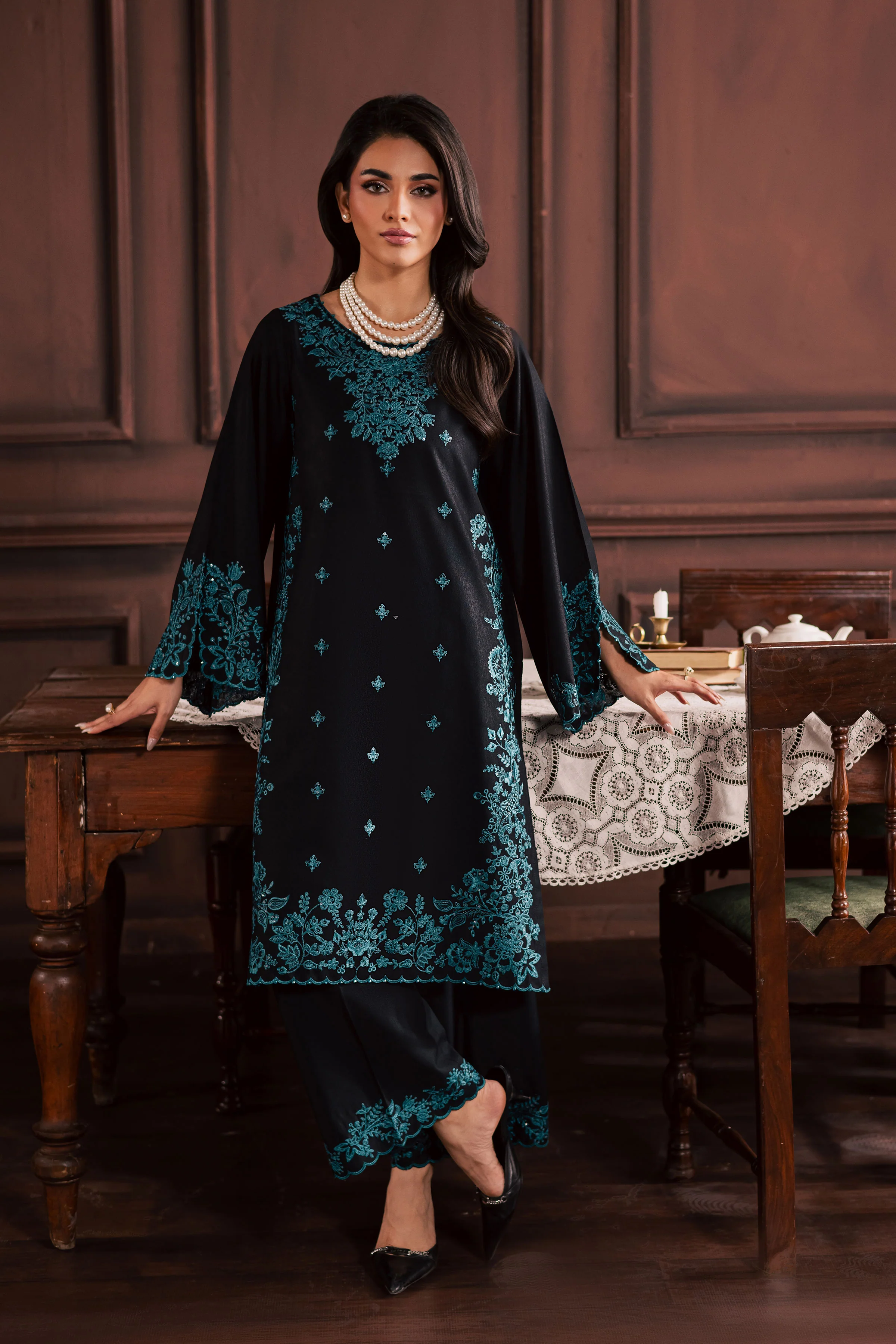 Dreamboat 2Pc - Embroidered Karandi Dress - Image 4