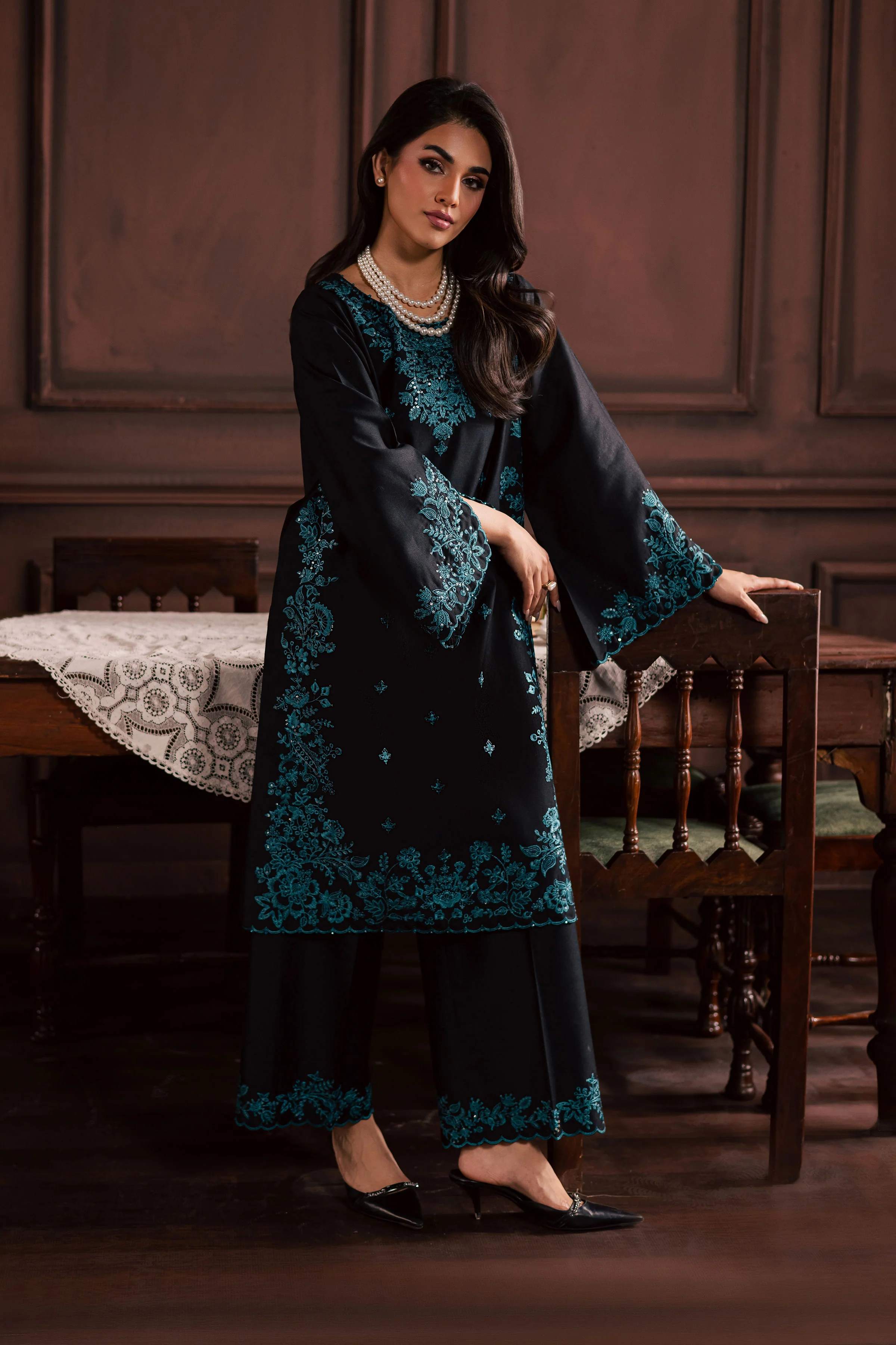 Dreamboat 2Pc - Embroidered Karandi Dress - Image 5