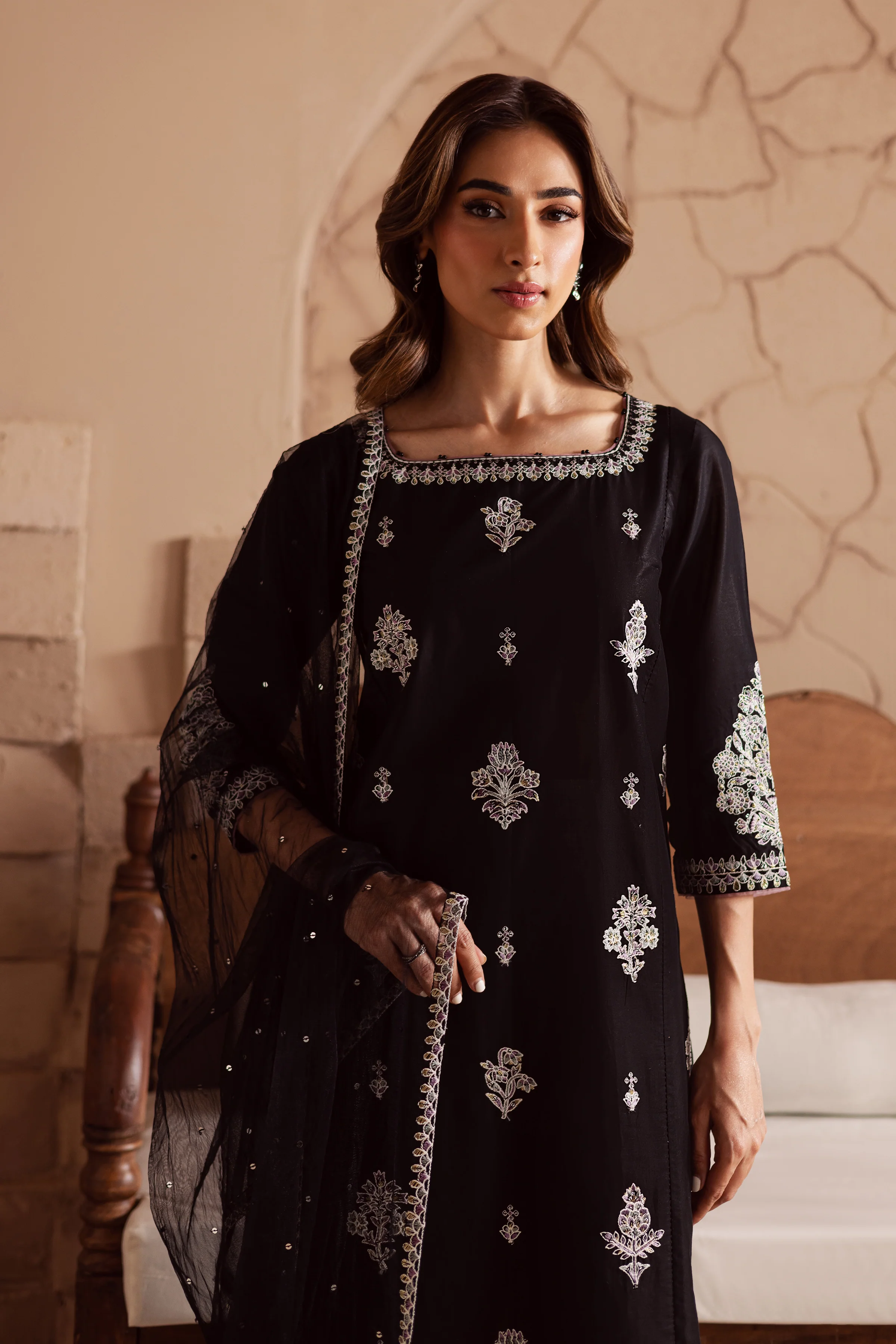 Dusk 3Pc - Embroidered Lawn Dress - Image 2