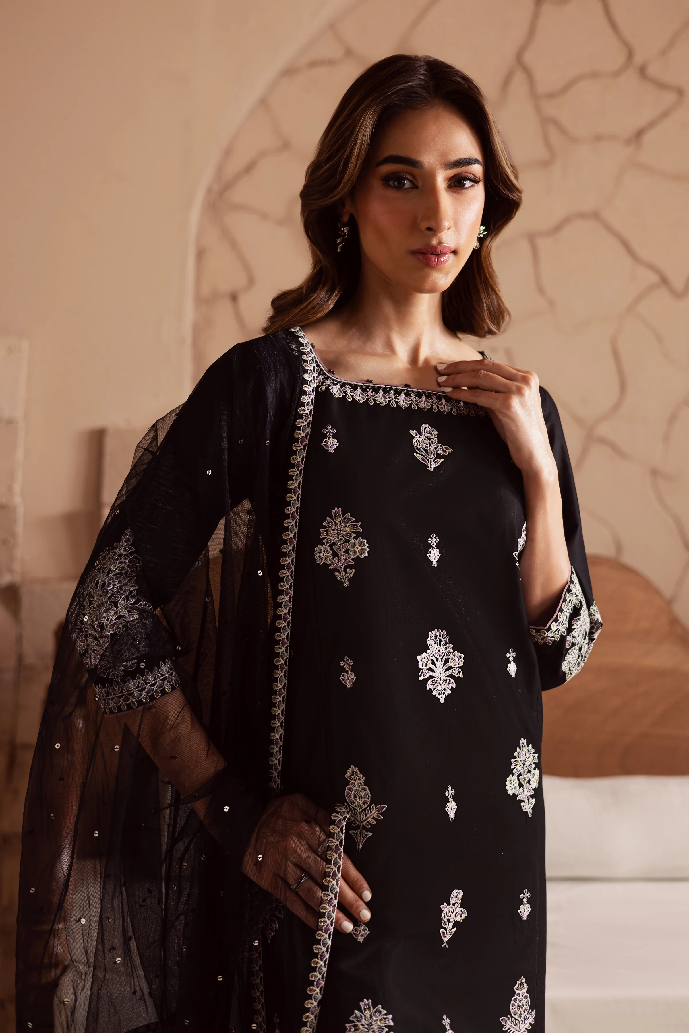 Dusk 3Pc - Embroidered Lawn Dress - Image 3