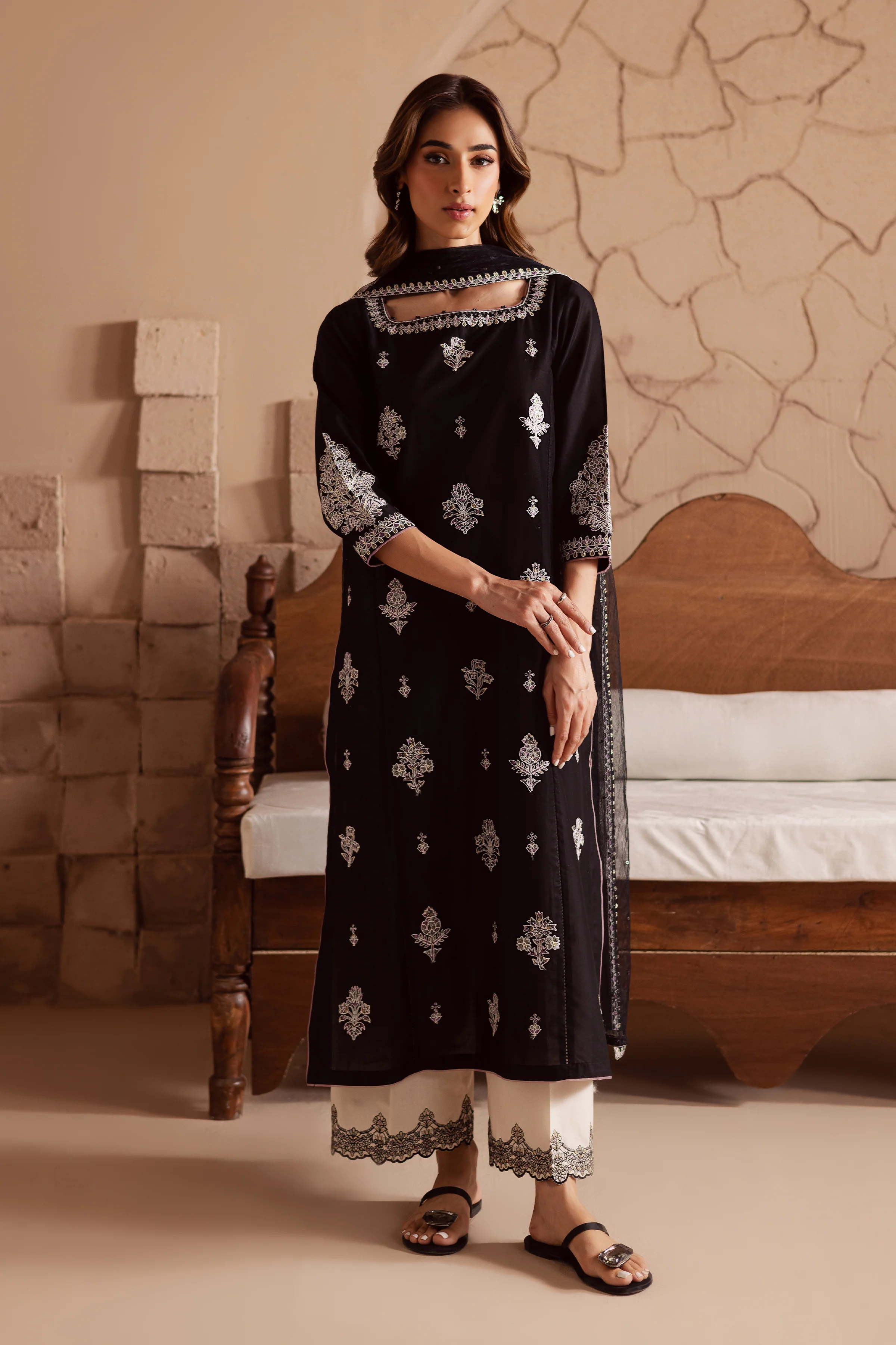 Dusk 3Pc - Embroidered Lawn Dress - Image 4