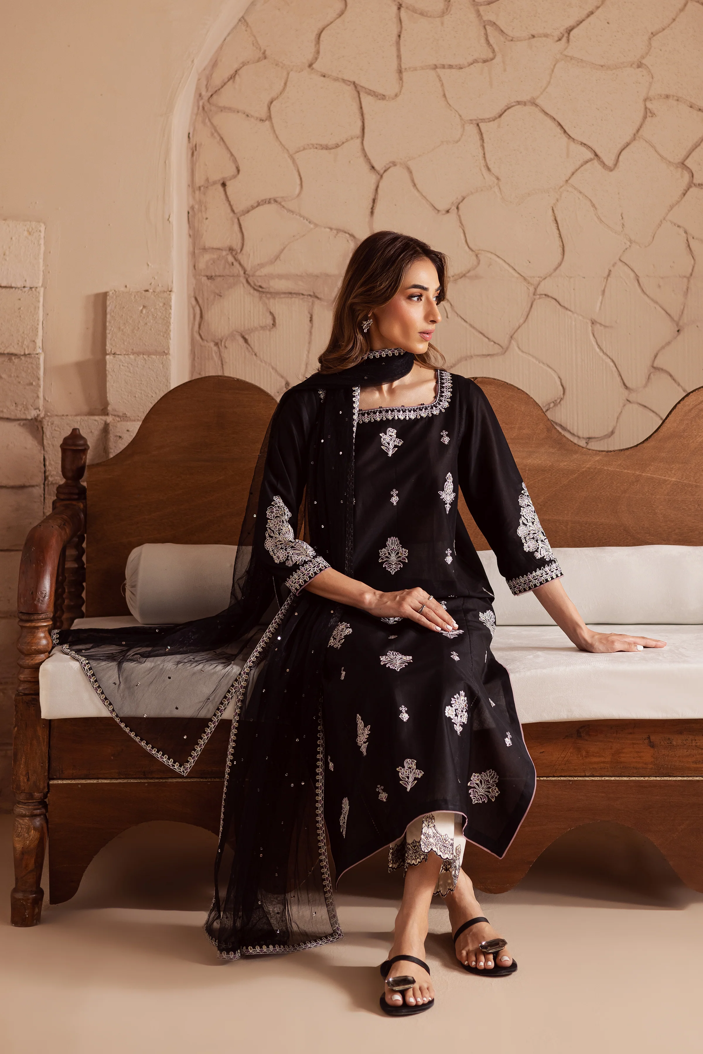 Dusk 3Pc - Embroidered Lawn Dress - Image 5