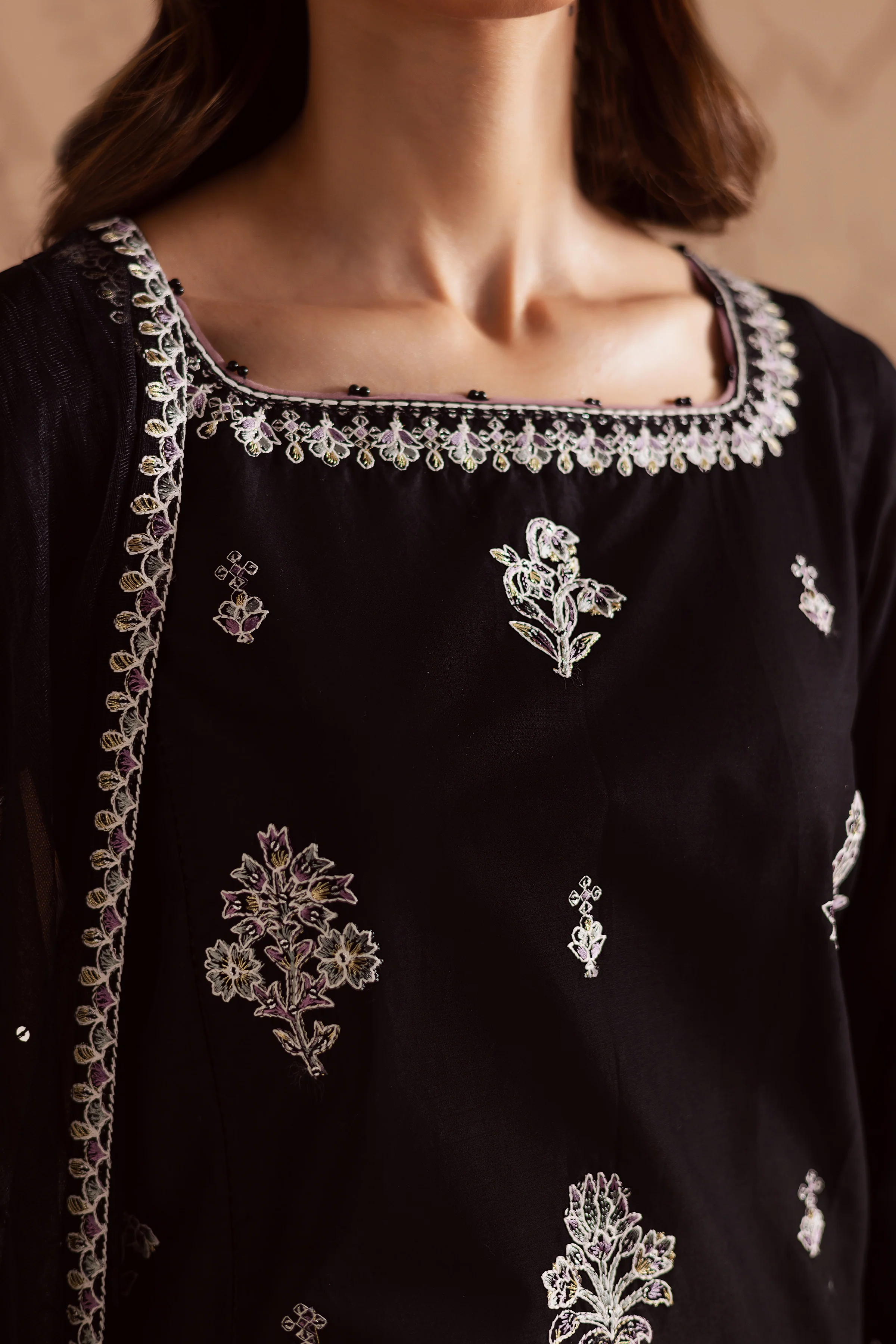 Dusk 3Pc - Embroidered Lawn Dress - Image 7