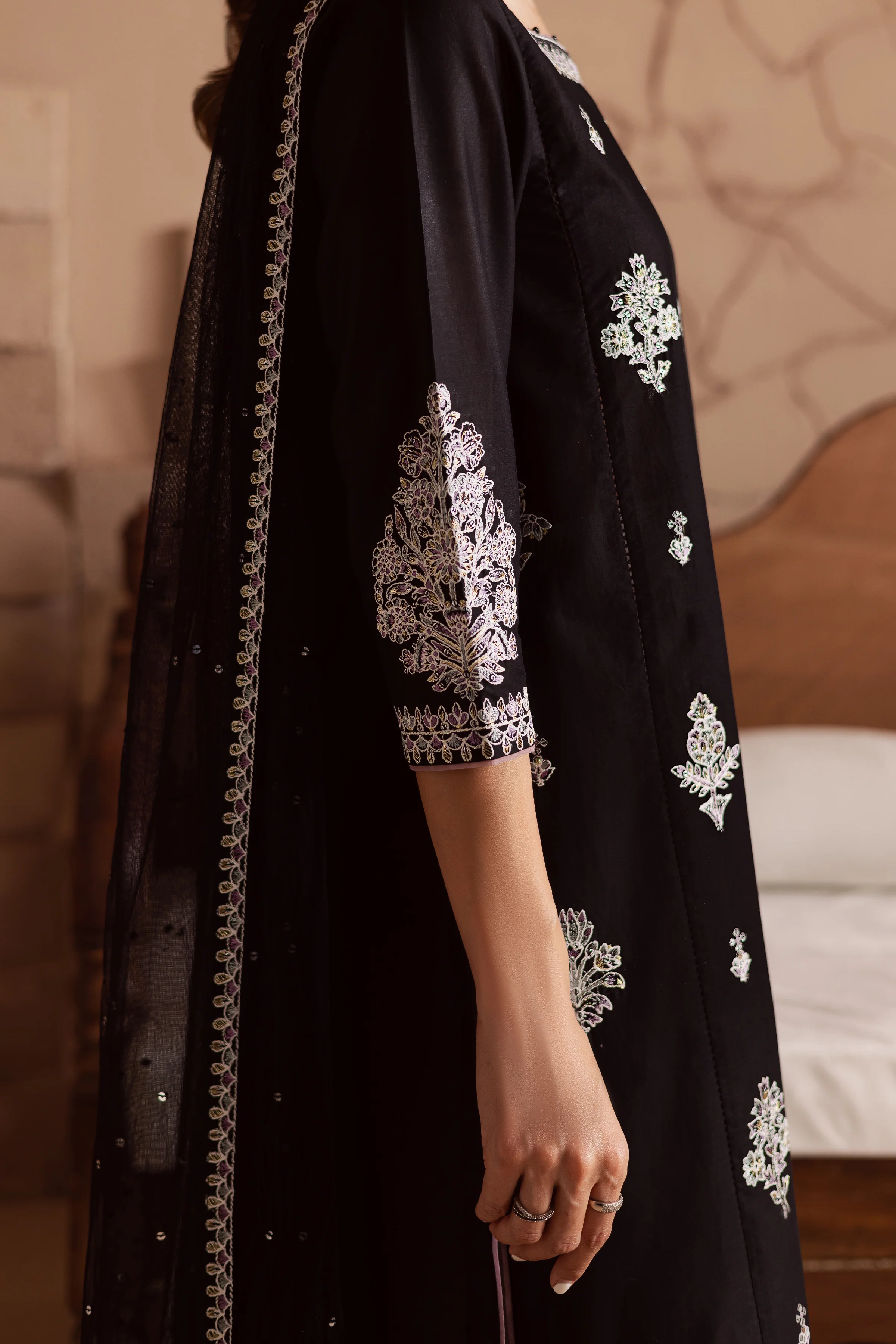 Dusk 3Pc - Embroidered Lawn Dress - Image 8