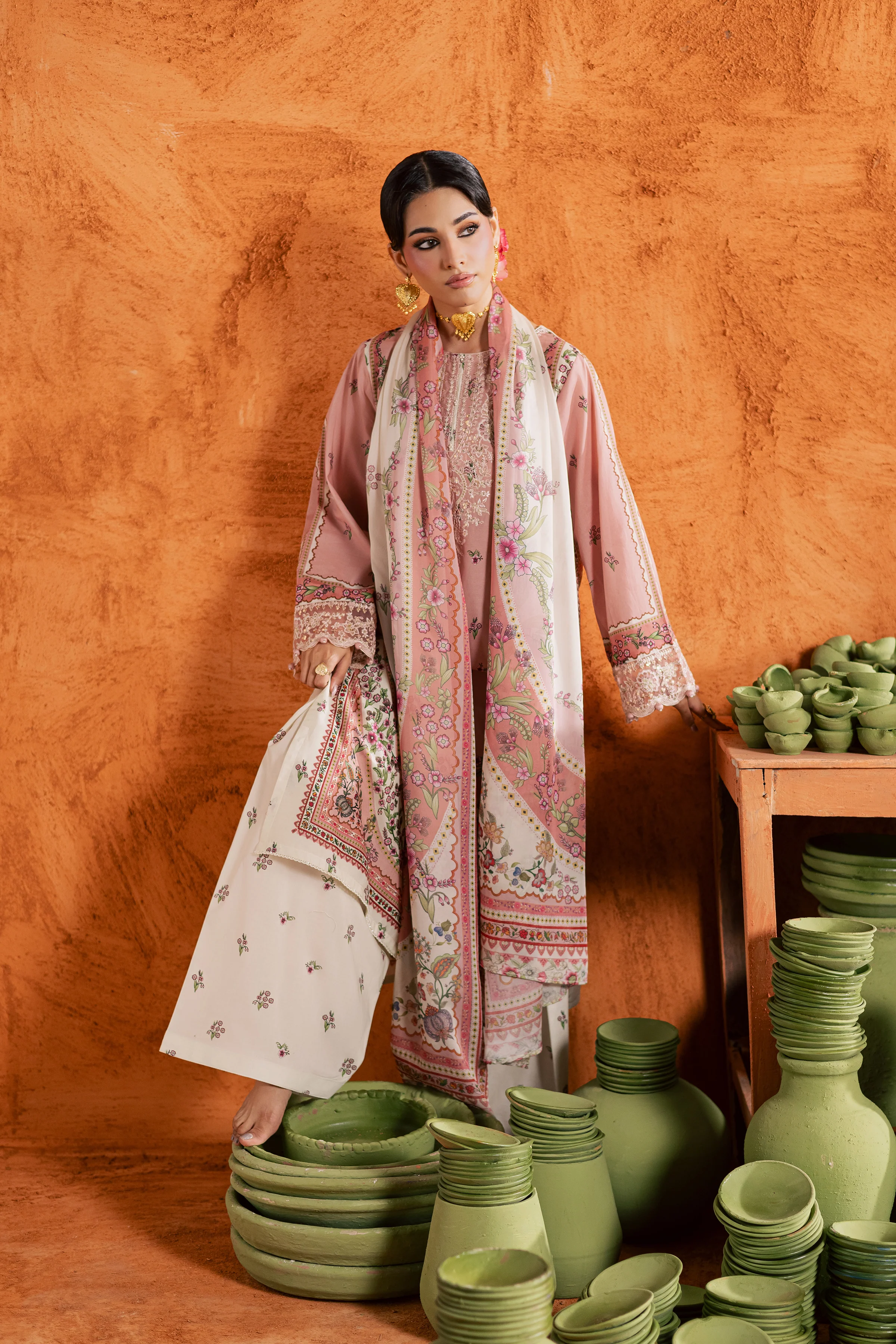 Dusty Plum 3Pc - Printed Lawn Dress - Image 10