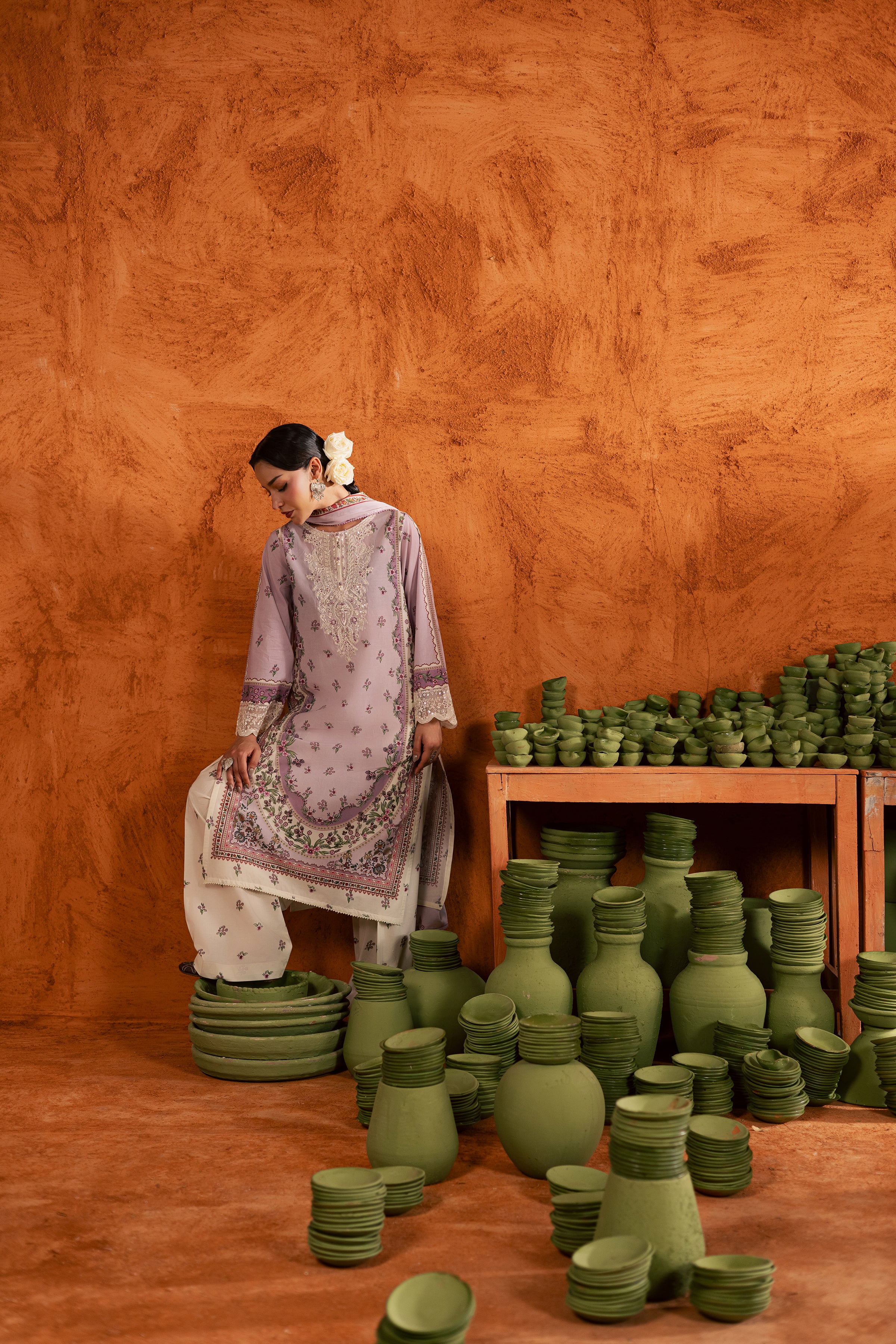 Dusty Plum 3Pc - Printed Lawn Dress - Image 11