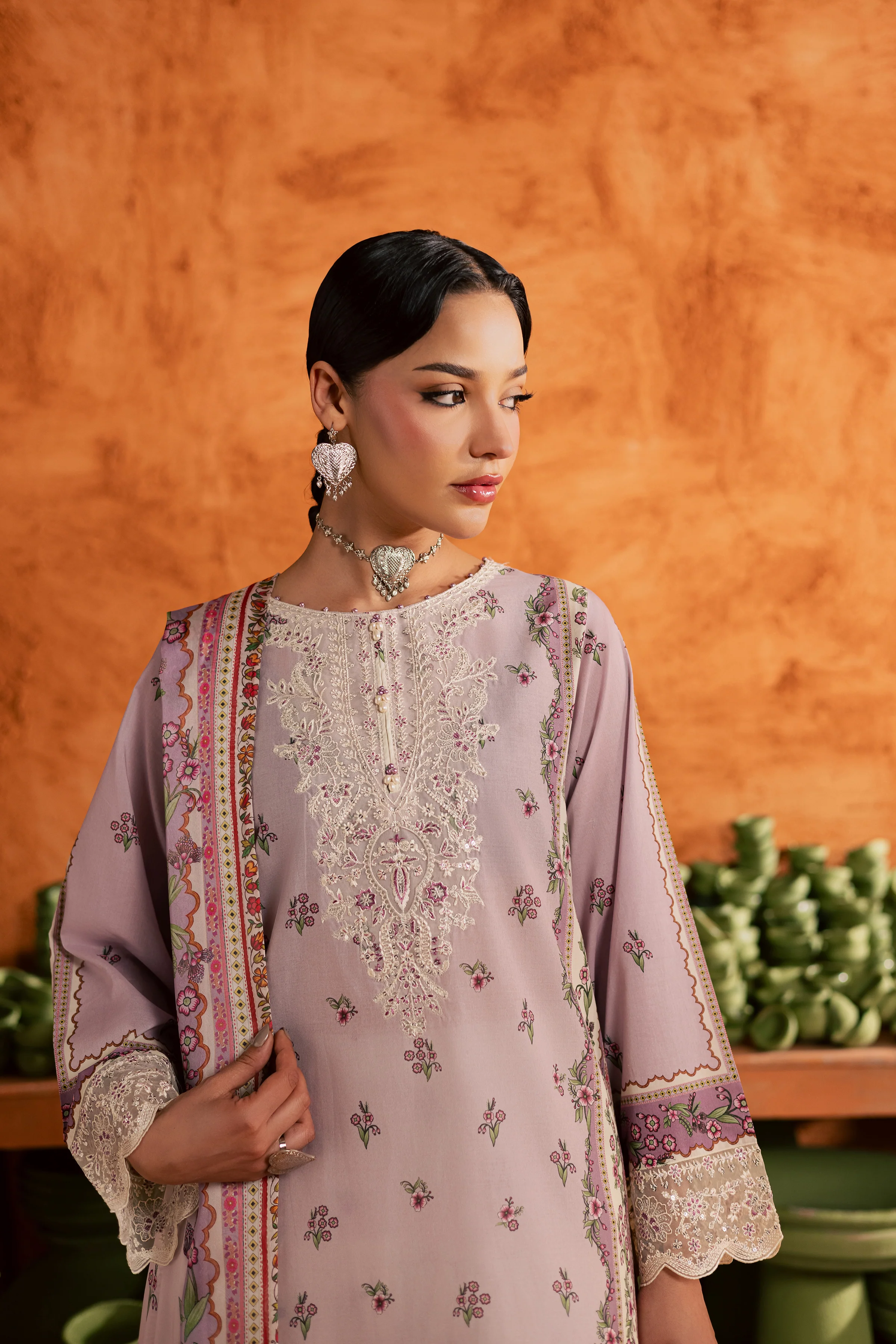Dusty Plum 3Pc - Printed Lawn Dress - Image 2