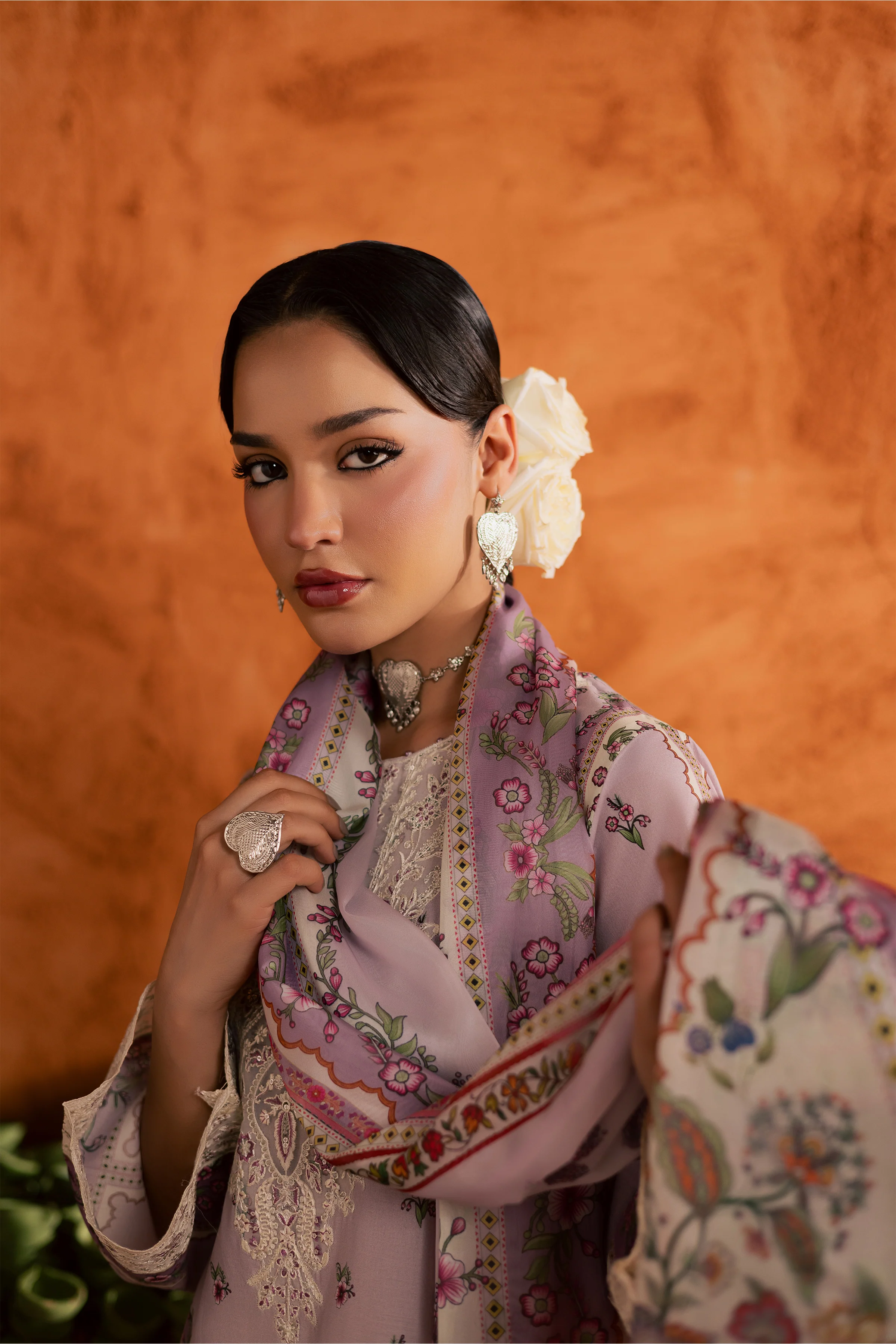 Dusty Plum 3Pc - Printed Lawn Dress - Image 4