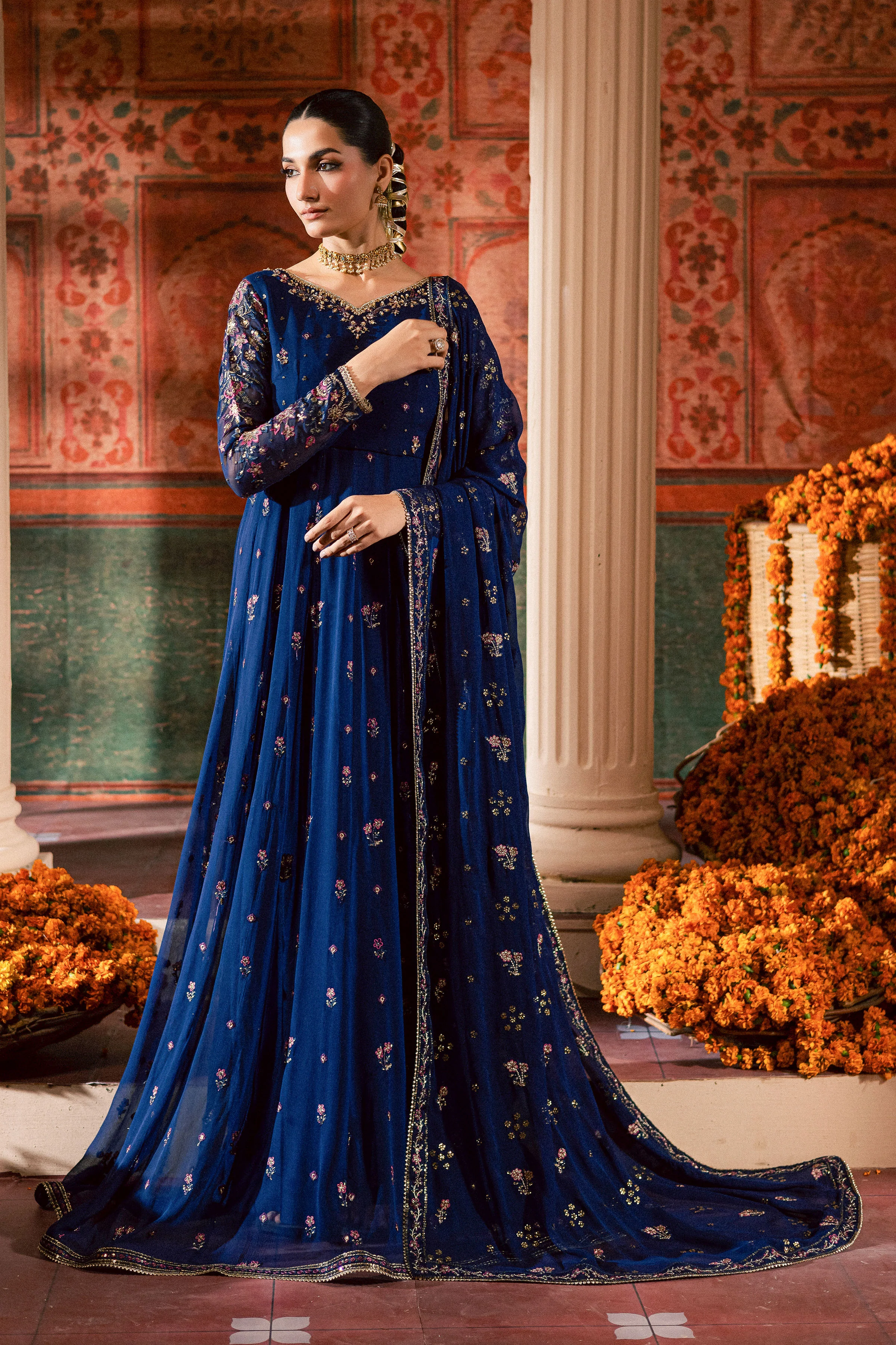 Earliblue 3Pc - Chiffon Wedding Frock - Image 3