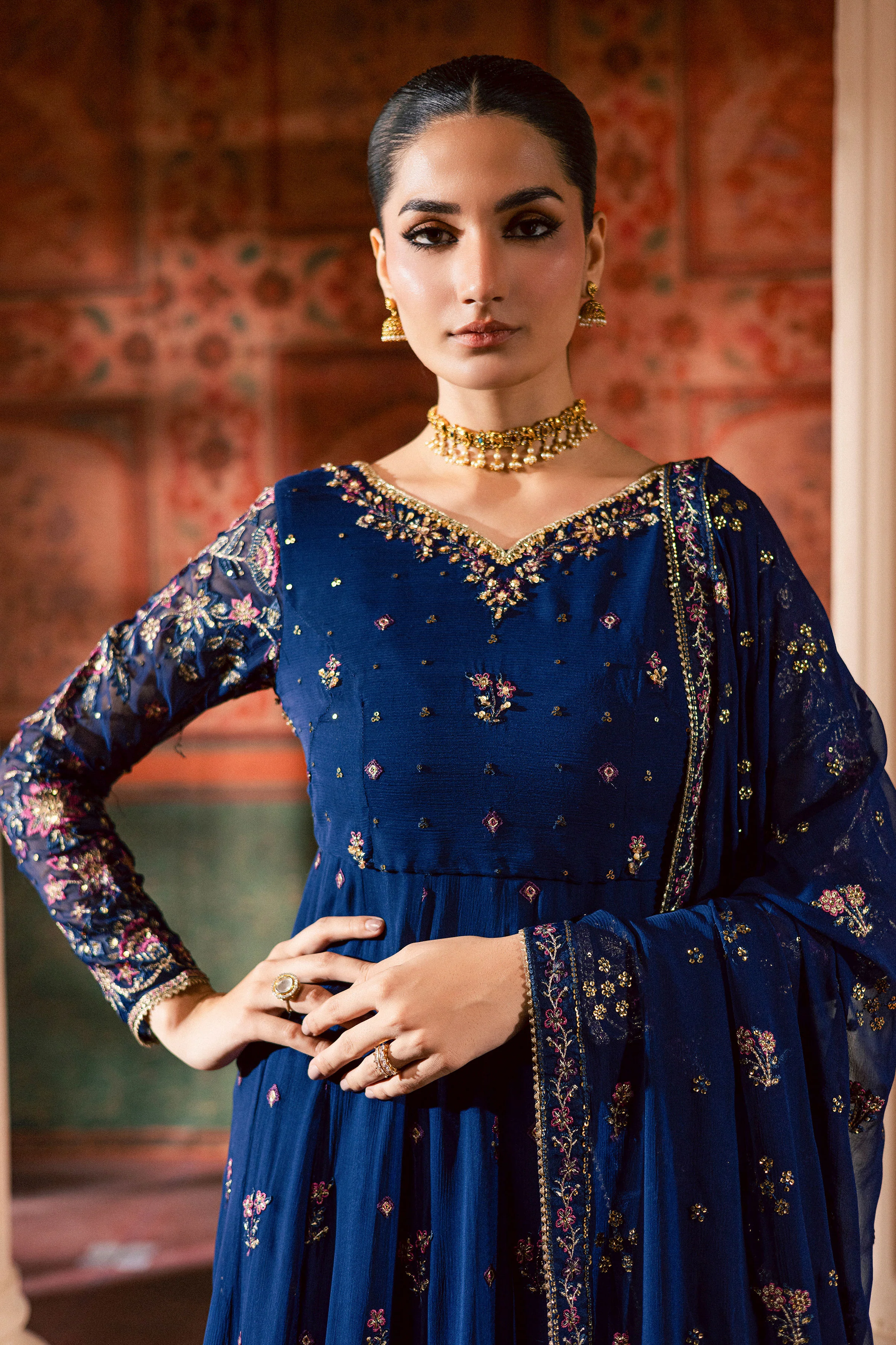 Earliblue 3Pc - Chiffon Wedding Frock - Image 4