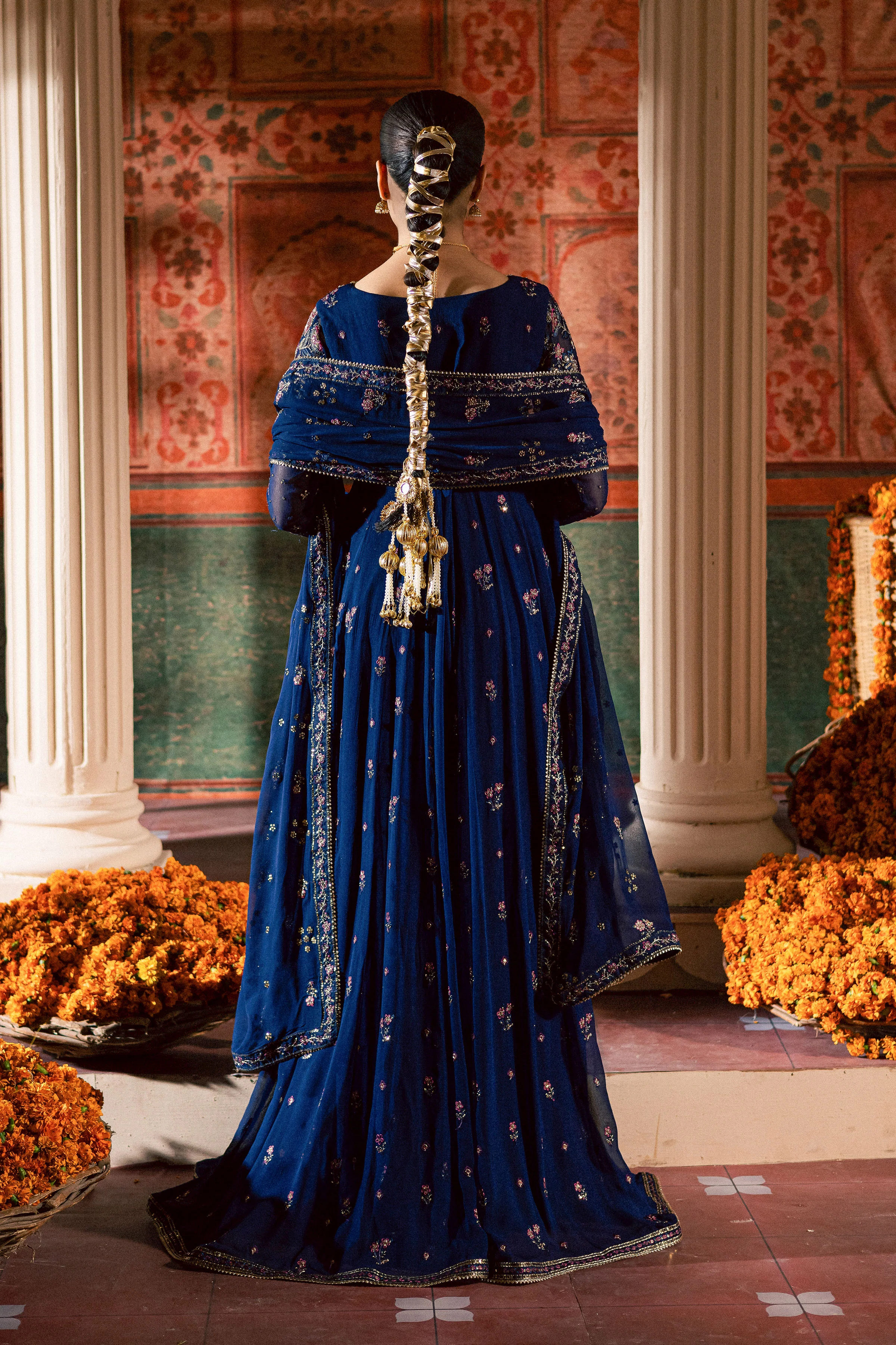 Earliblue 3Pc - Chiffon Wedding Frock - Image 6