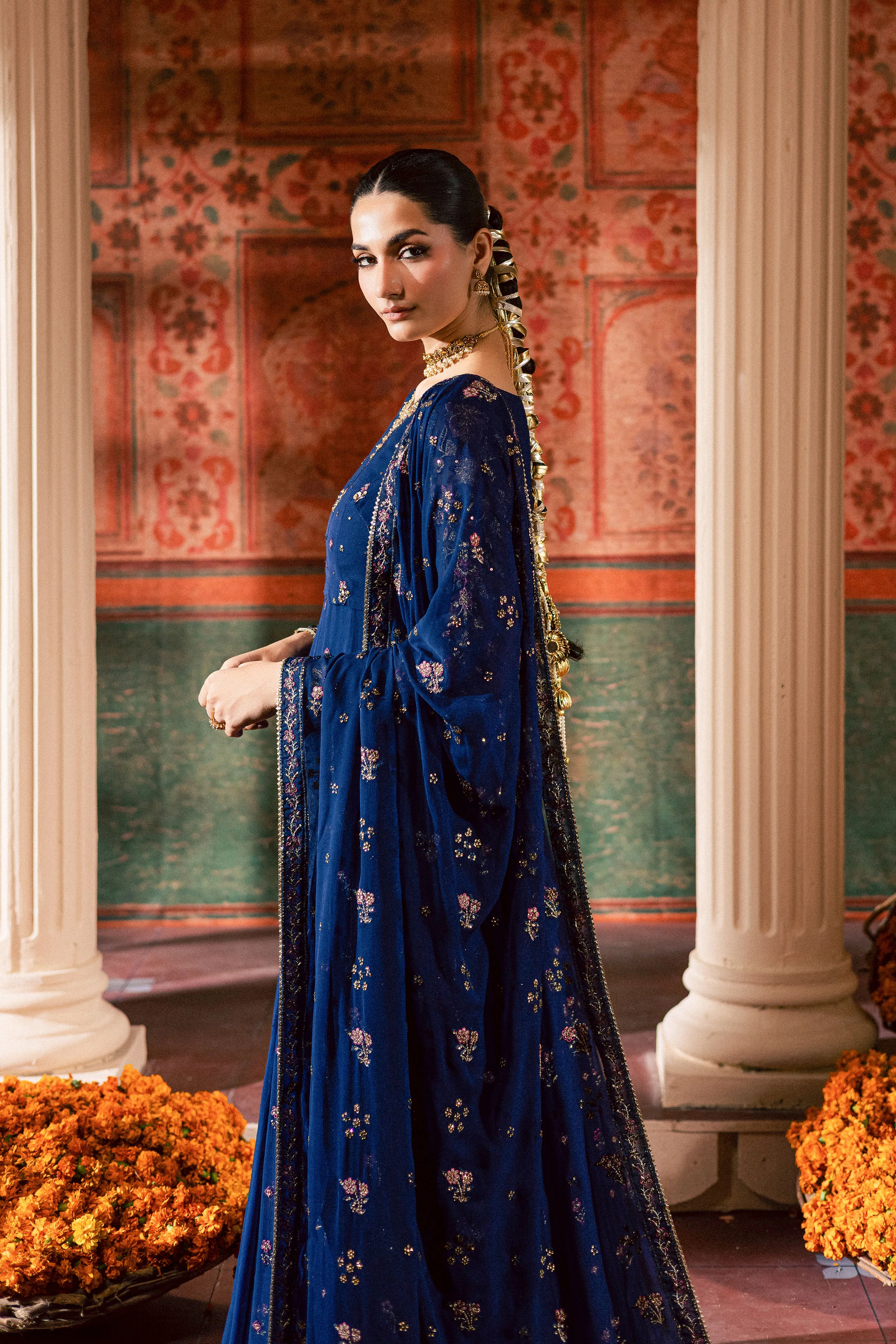 Earliblue 3Pc - Chiffon Wedding Frock - Image 7