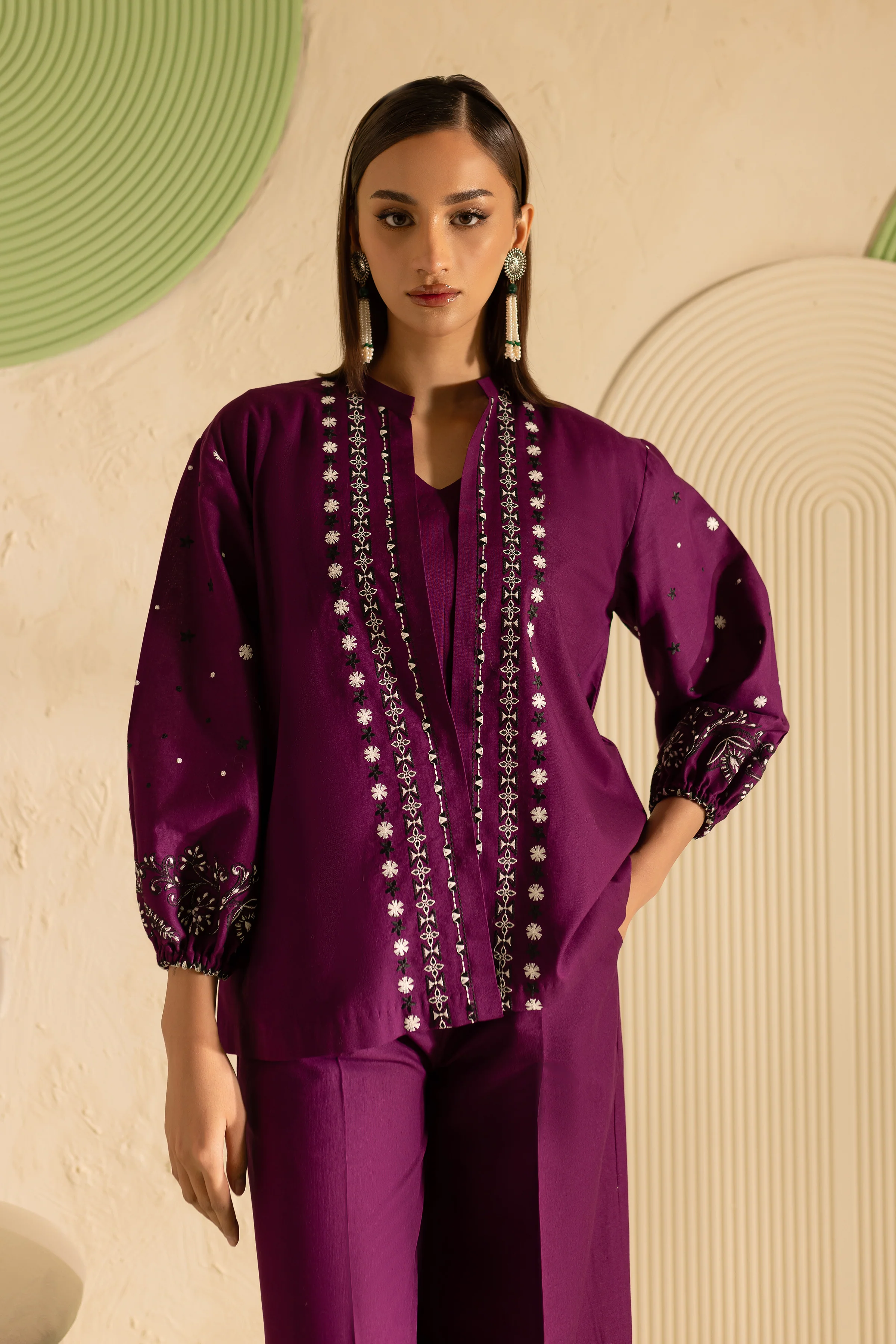 Edwina 3Pc - Embroidered Khaddar Dress - Image 2