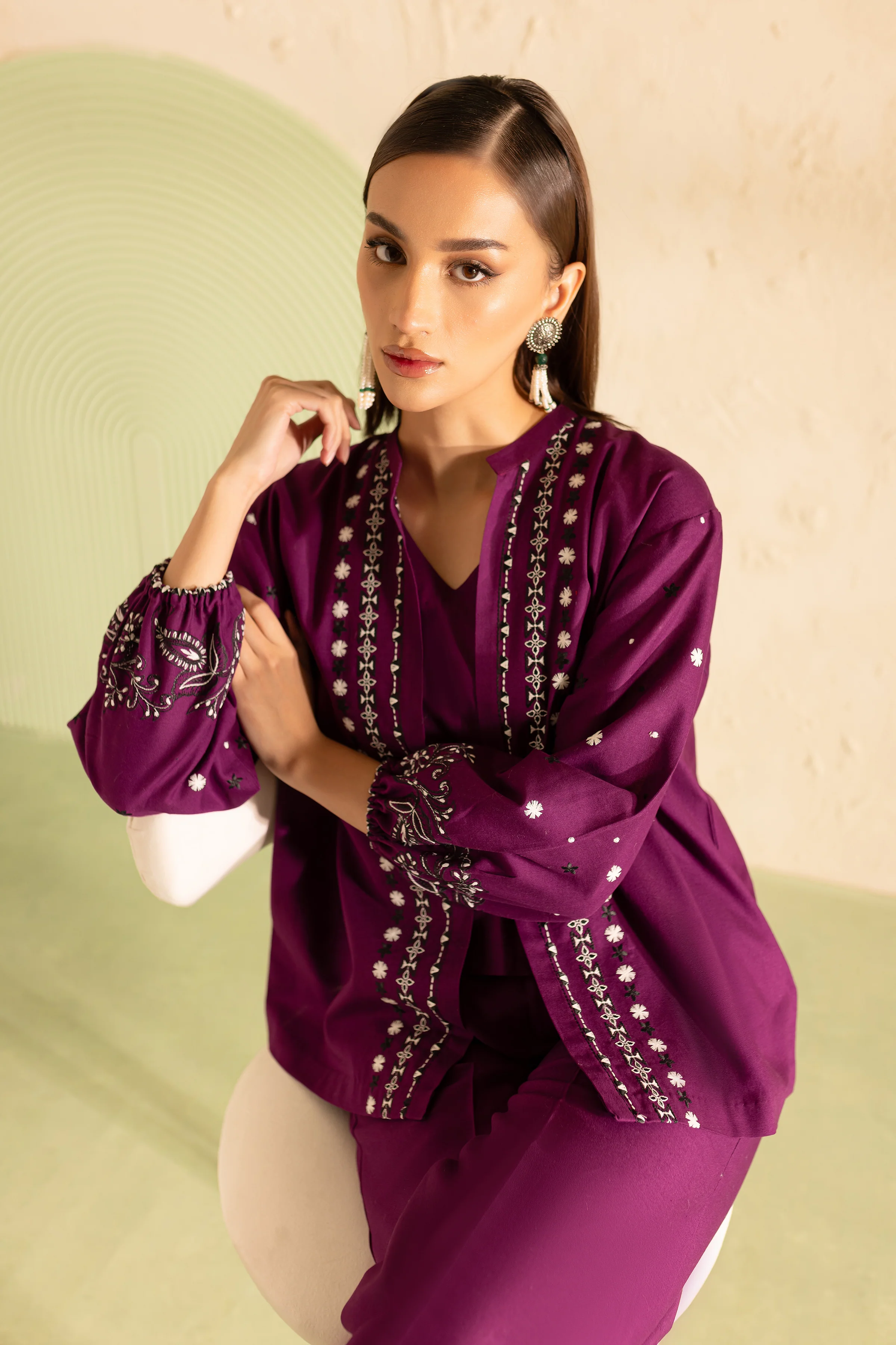 Edwina 3Pc - Embroidered Khaddar Dress - Image 3