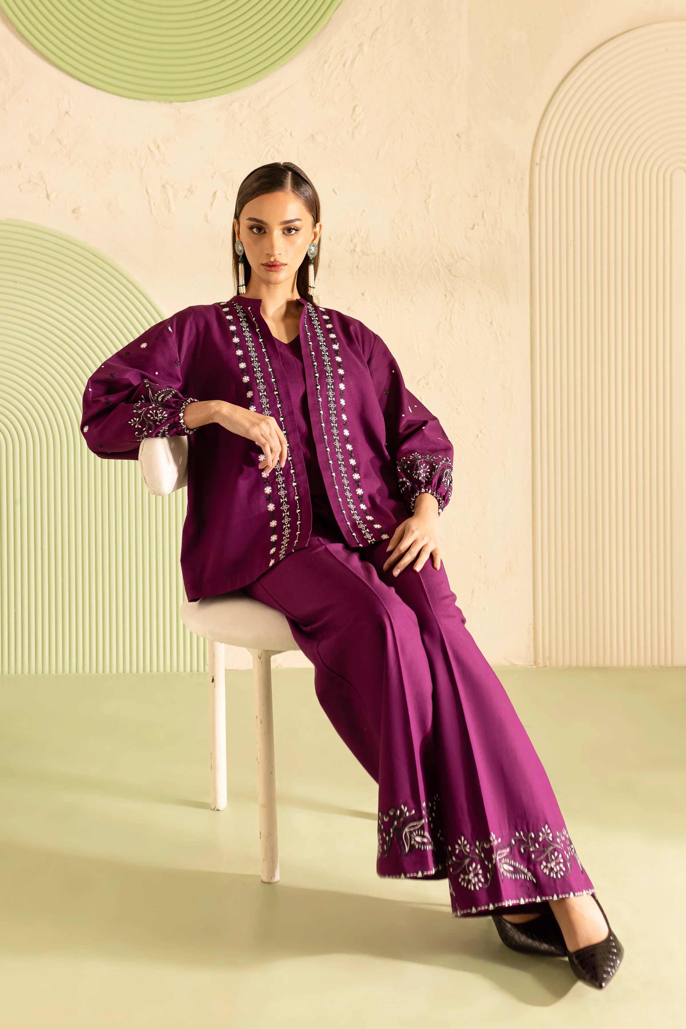 Edwina 3Pc - Embroidered Khaddar Dress - Image 4