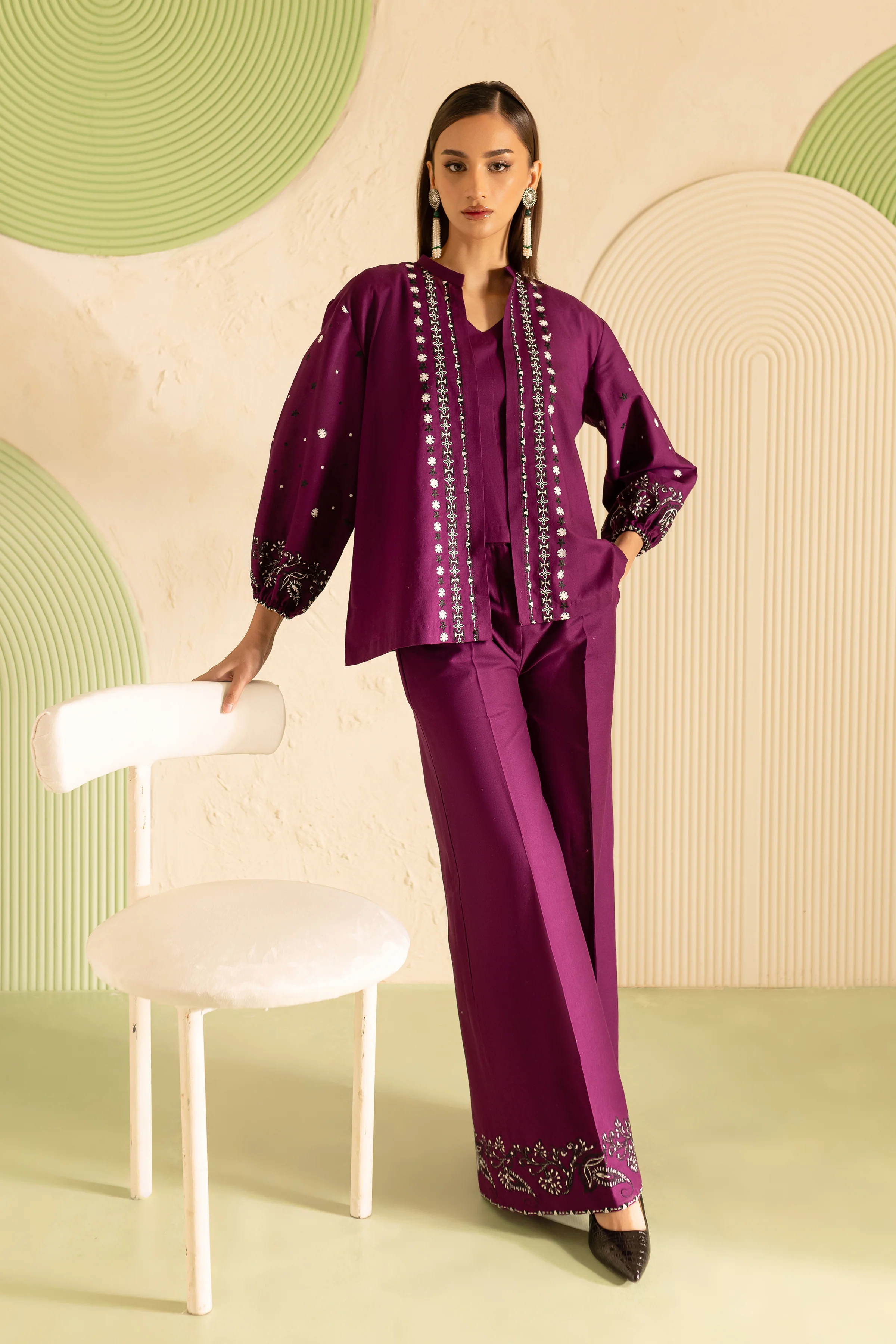 Edwina 3Pc - Embroidered Khaddar Dress - Image 5