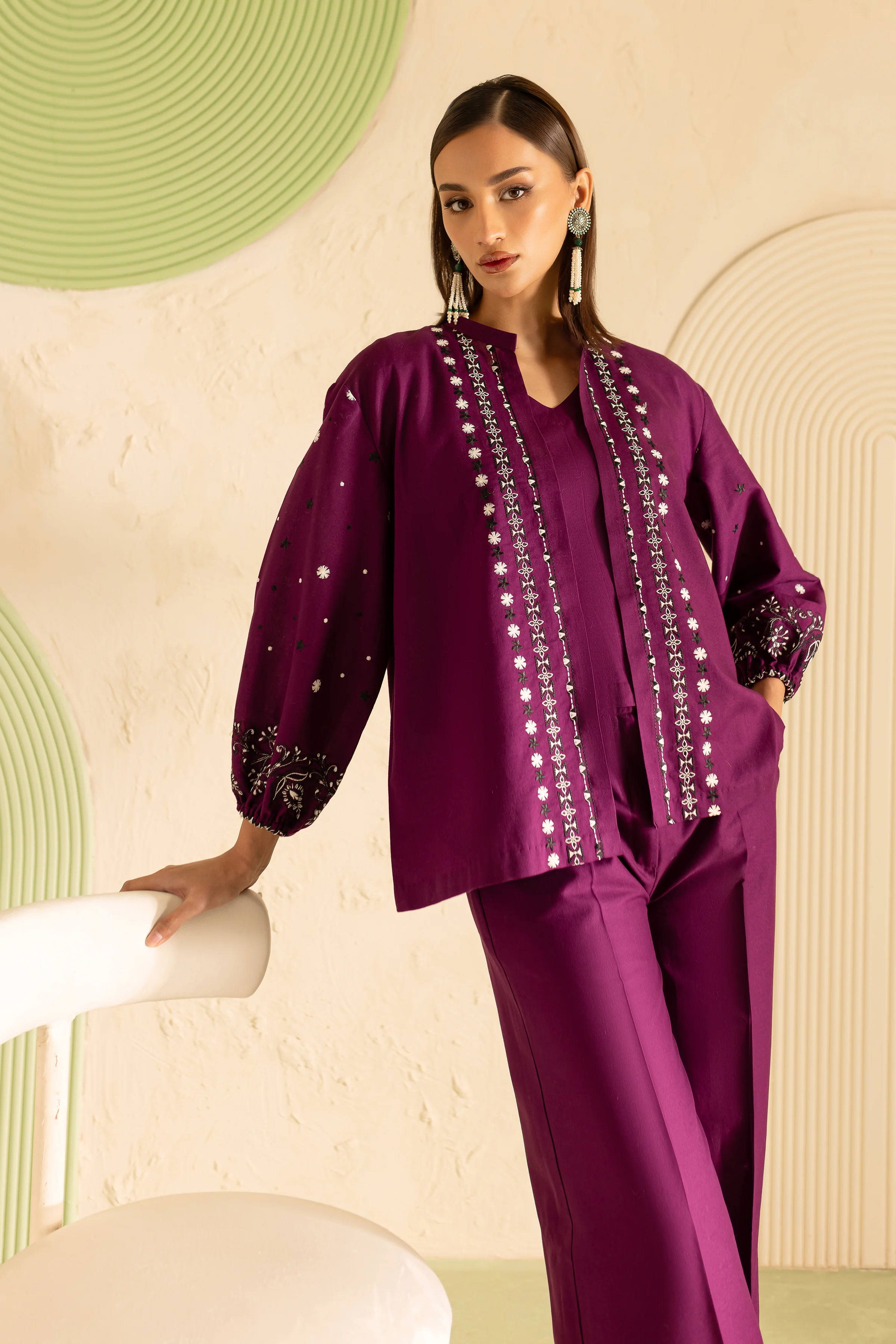 Edwina 3Pc - Embroidered Khaddar Dress - Image 6