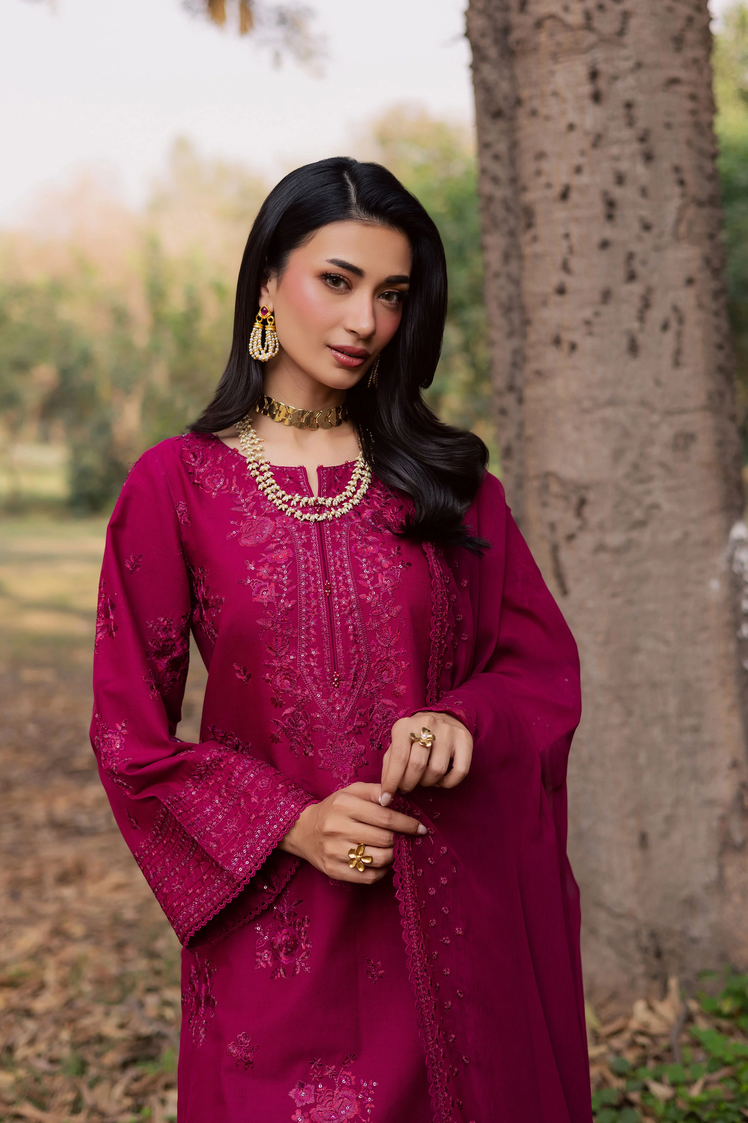 Elea 3Pc - Embroidered Khaddar Dress - Image 2