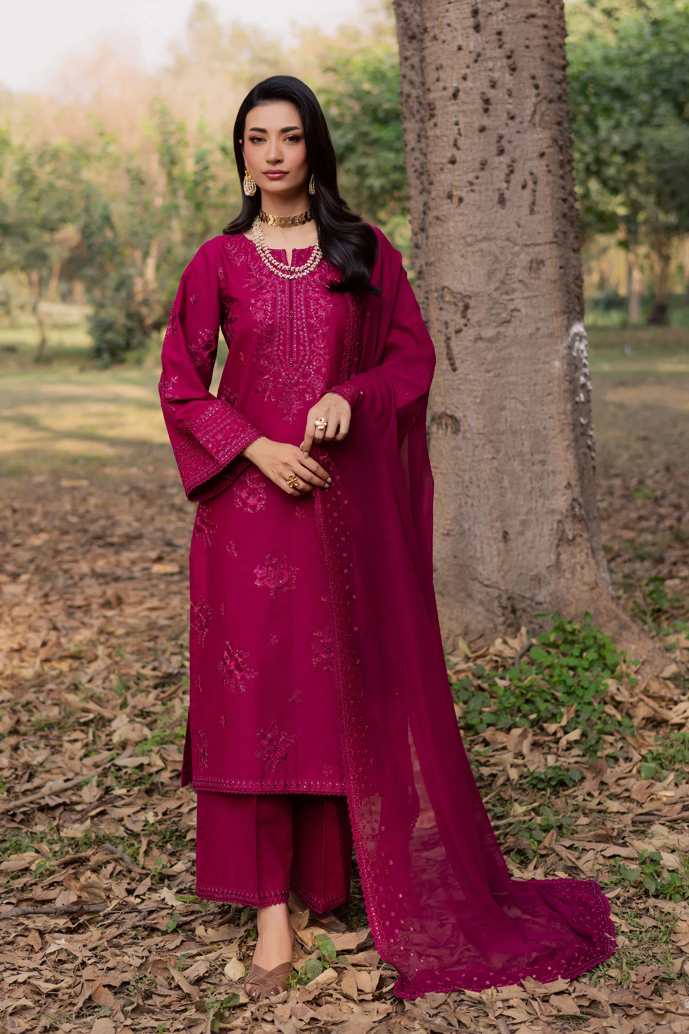 Elea 3Pc - Embroidered Khaddar Dress - Image 3