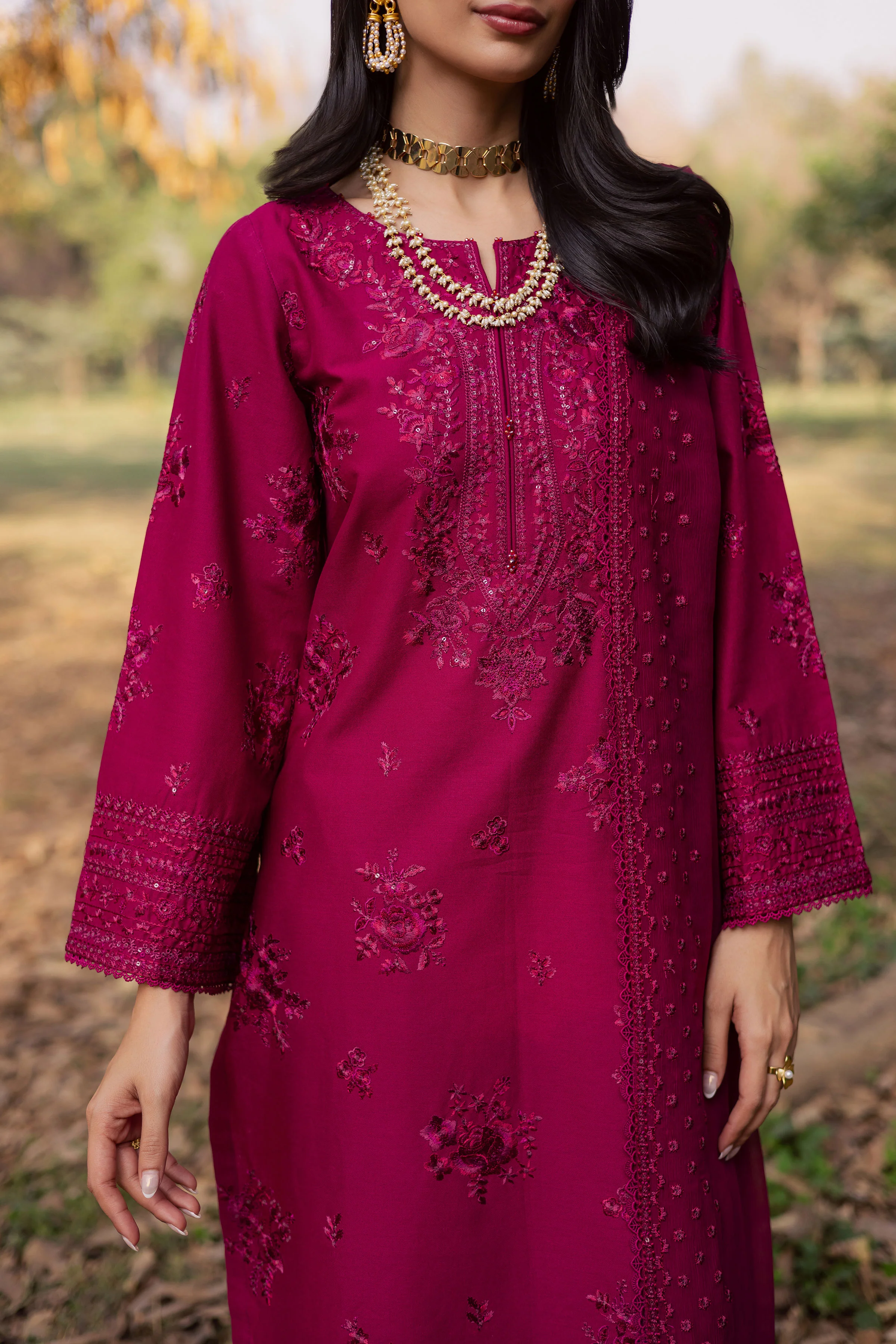 Elea 3Pc - Embroidered Khaddar Dress - Image 4