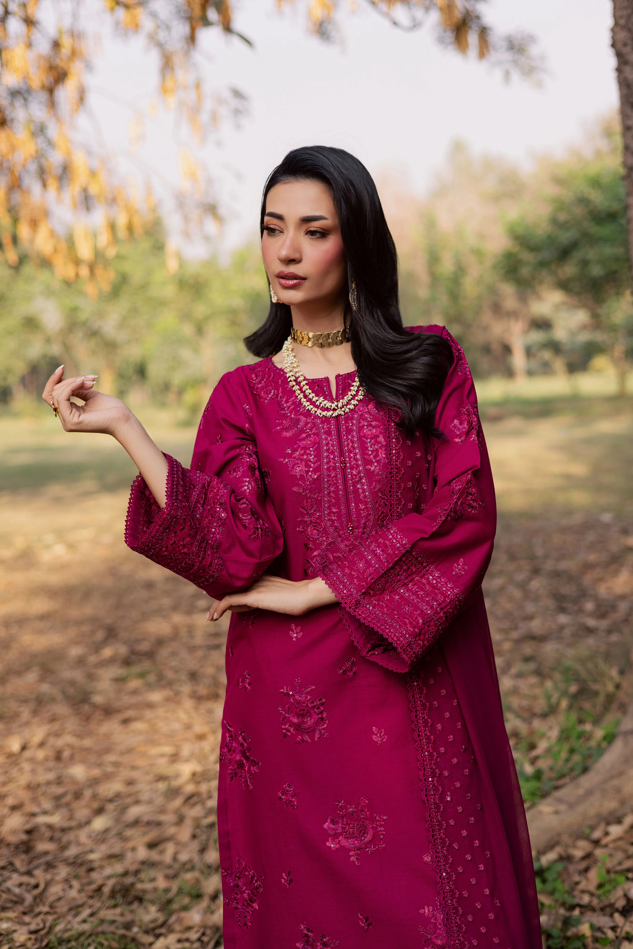 Elea 3Pc - Embroidered Khaddar Dress - Image 6