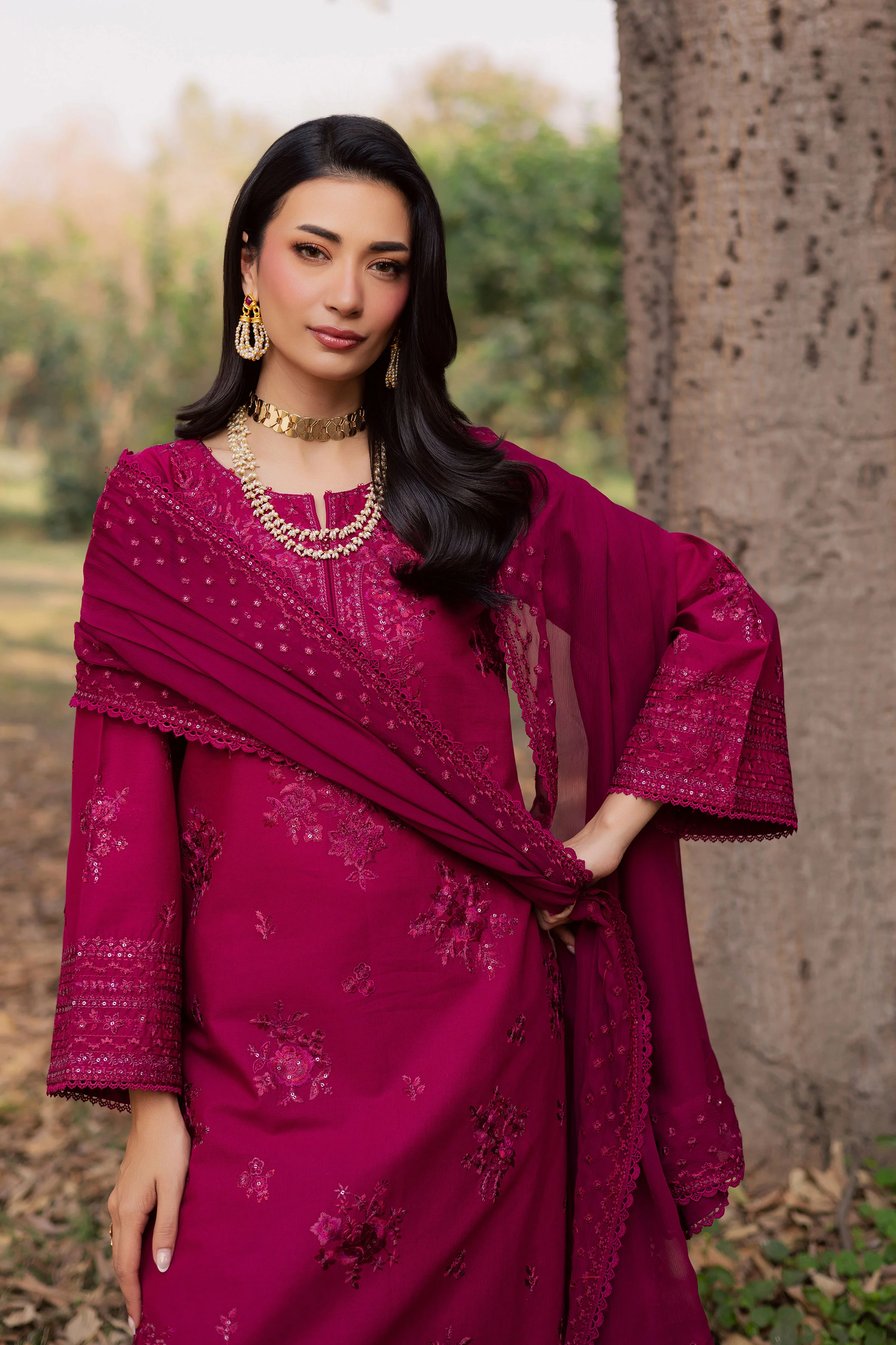 Elea 3Pc - Embroidered Khaddar Dress - Image 8