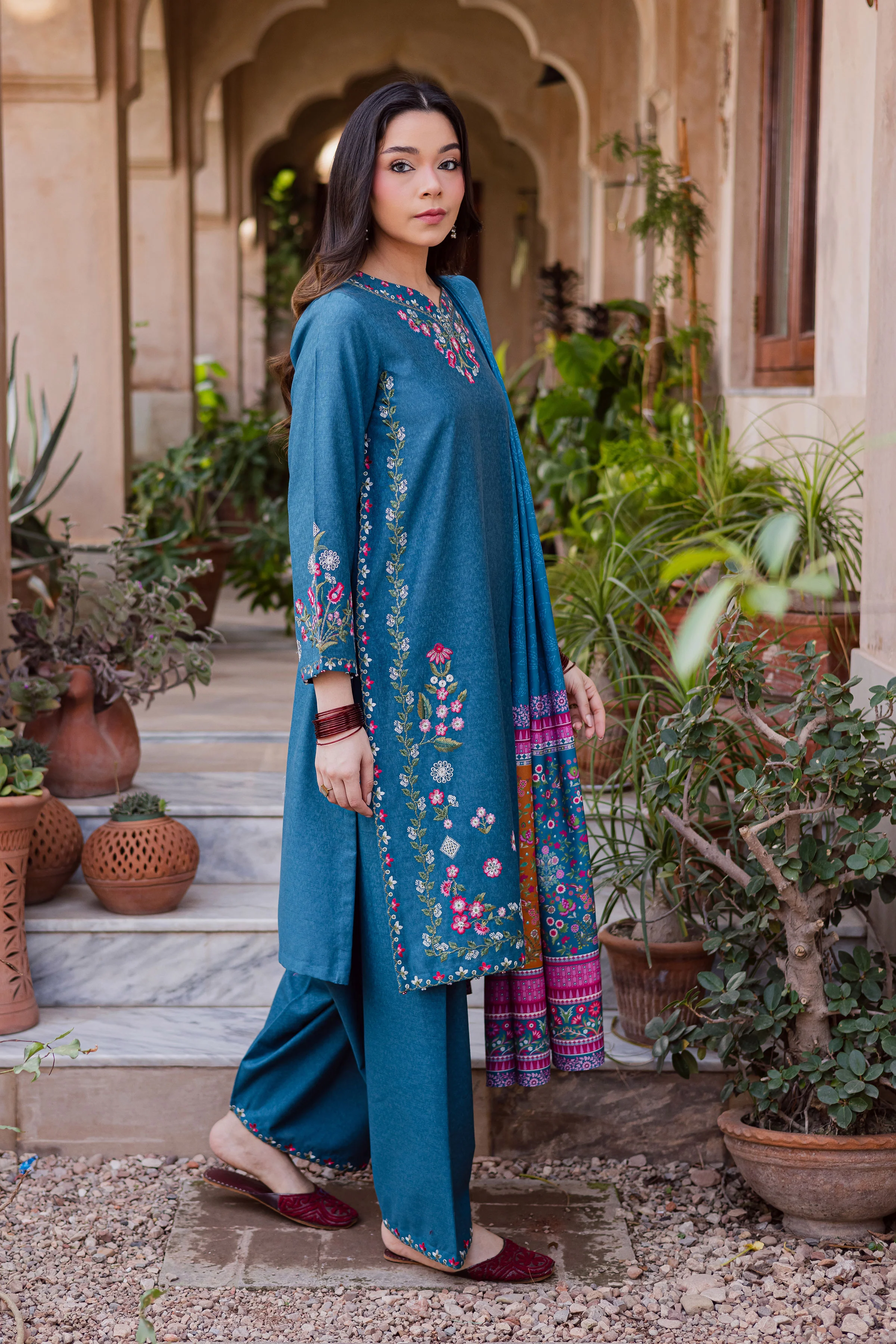 Elika 3Pc - Embroidered Karandi Dress - Image 3