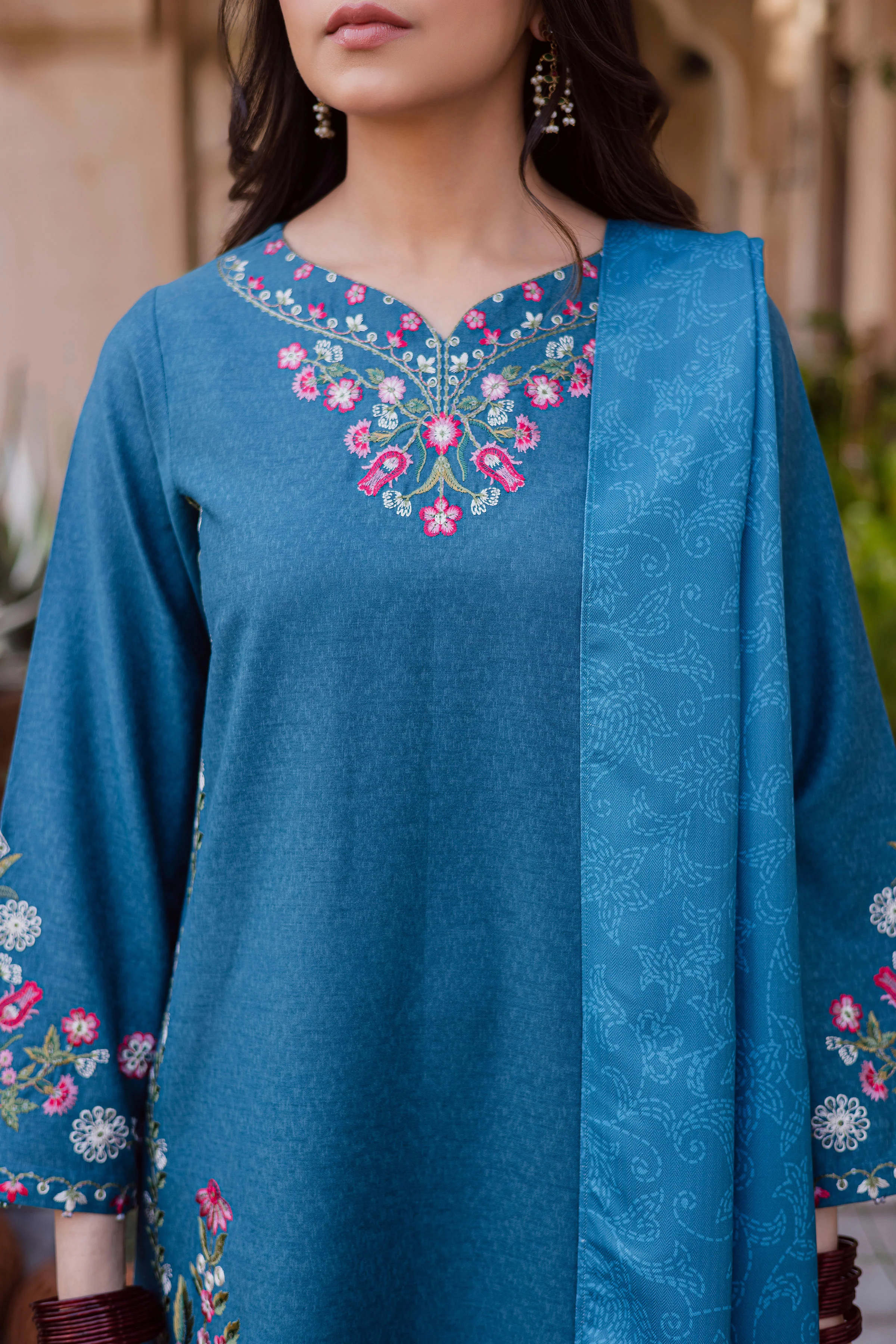 Elika 3Pc - Embroidered Karandi Dress - Image 6