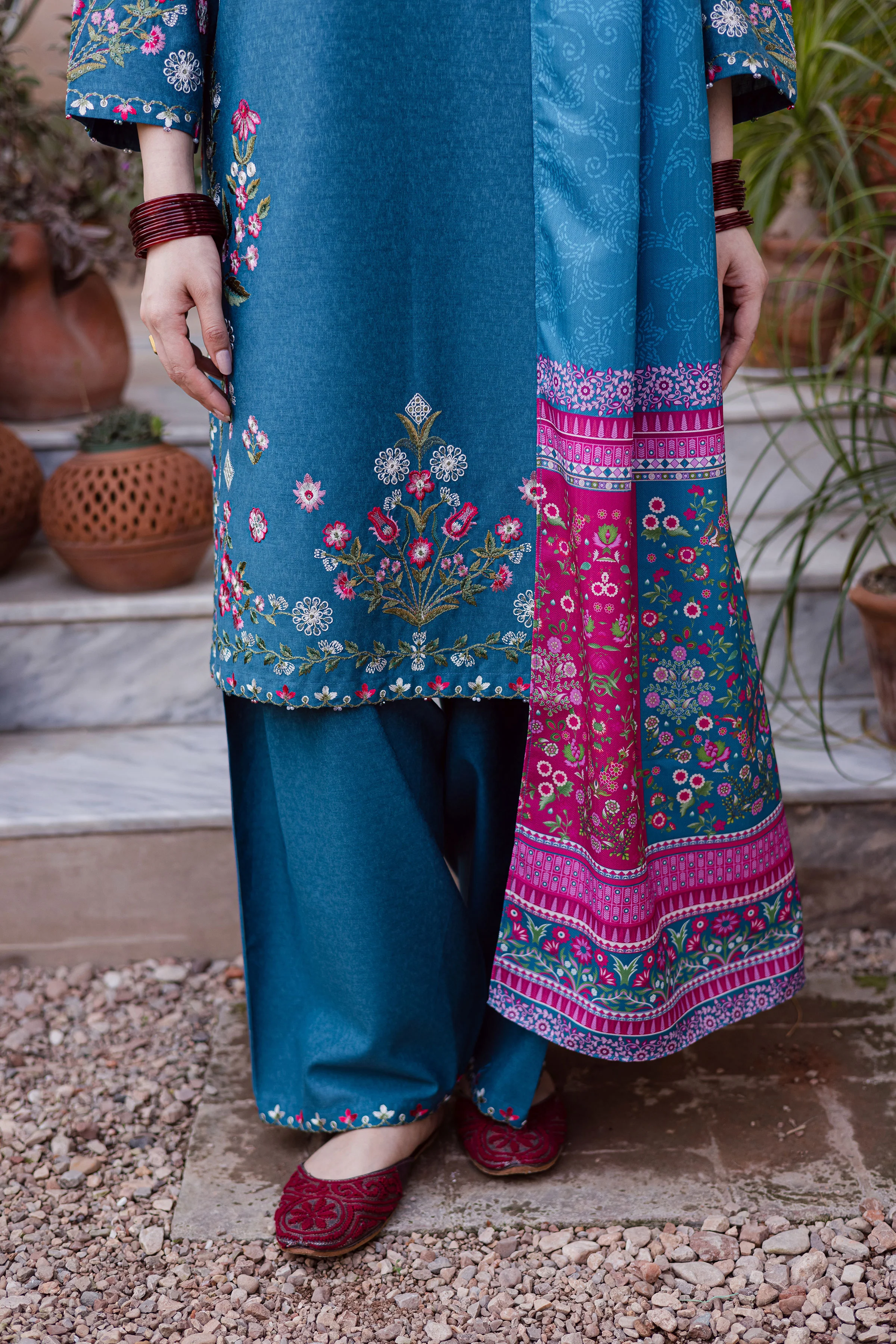 Elika 3Pc - Embroidered Karandi Dress - Image 7