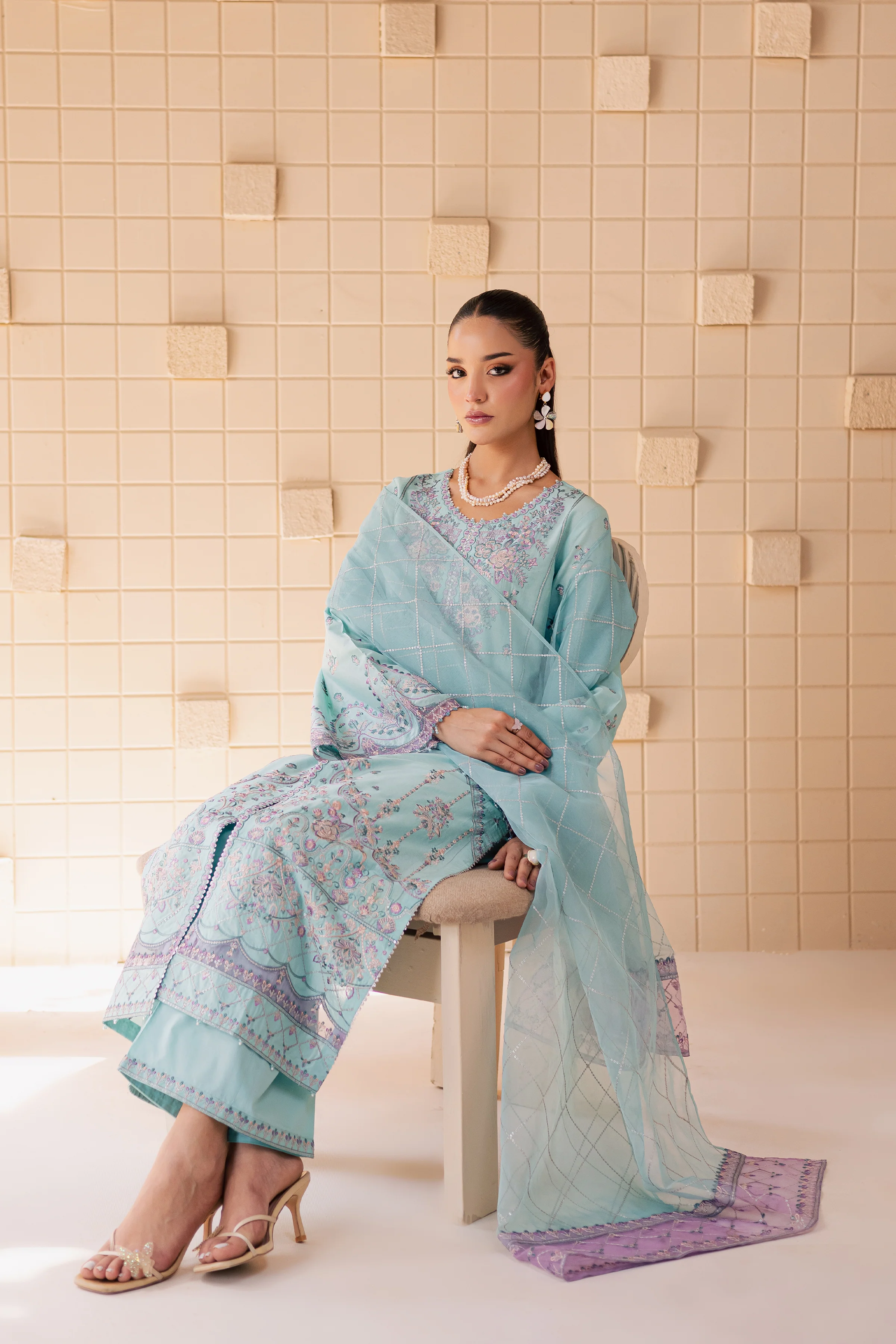 Elise 3Pc - Embroidered Lawn Dress - Image 4
