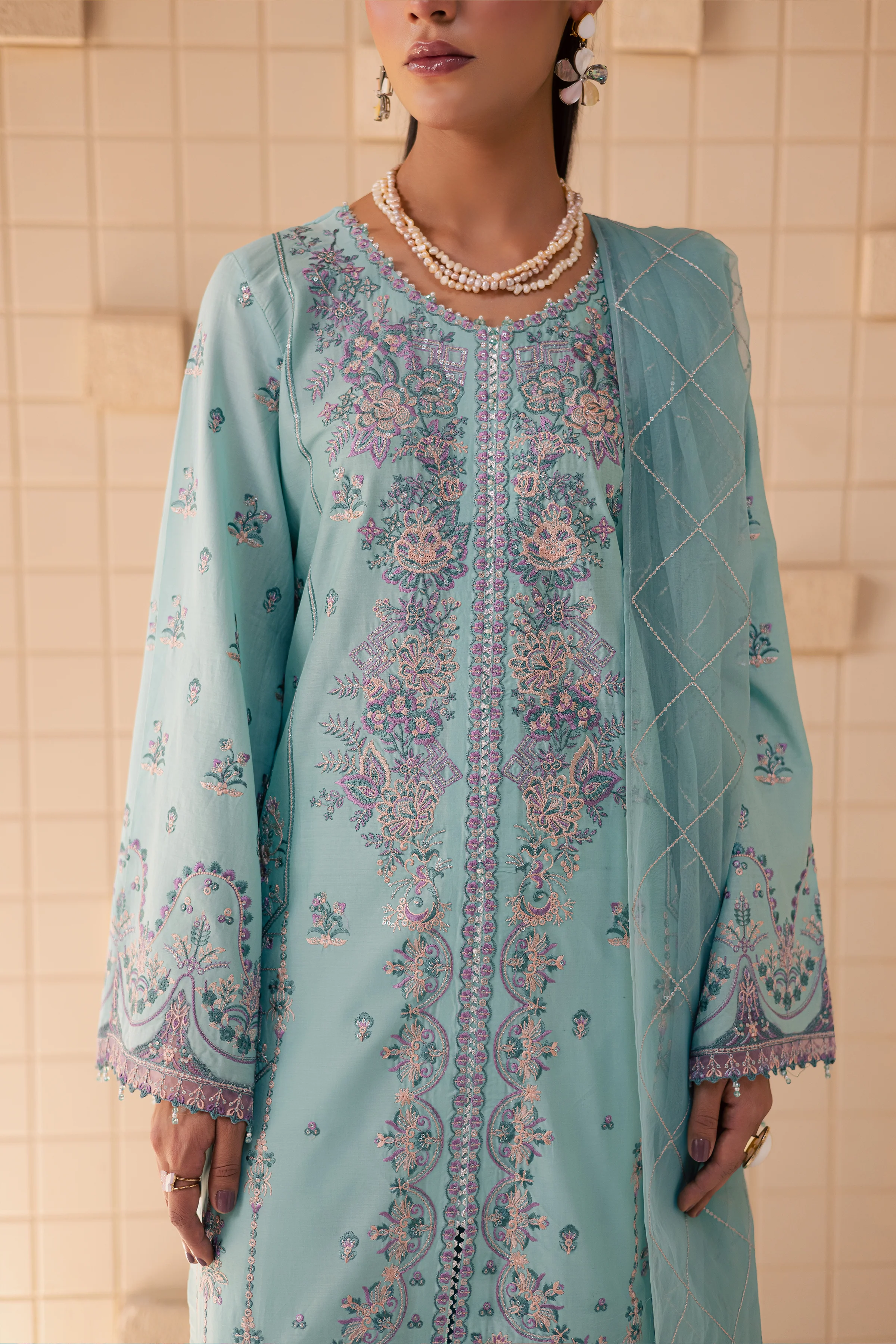 Elise 3Pc - Embroidered Lawn Dress - Image 8