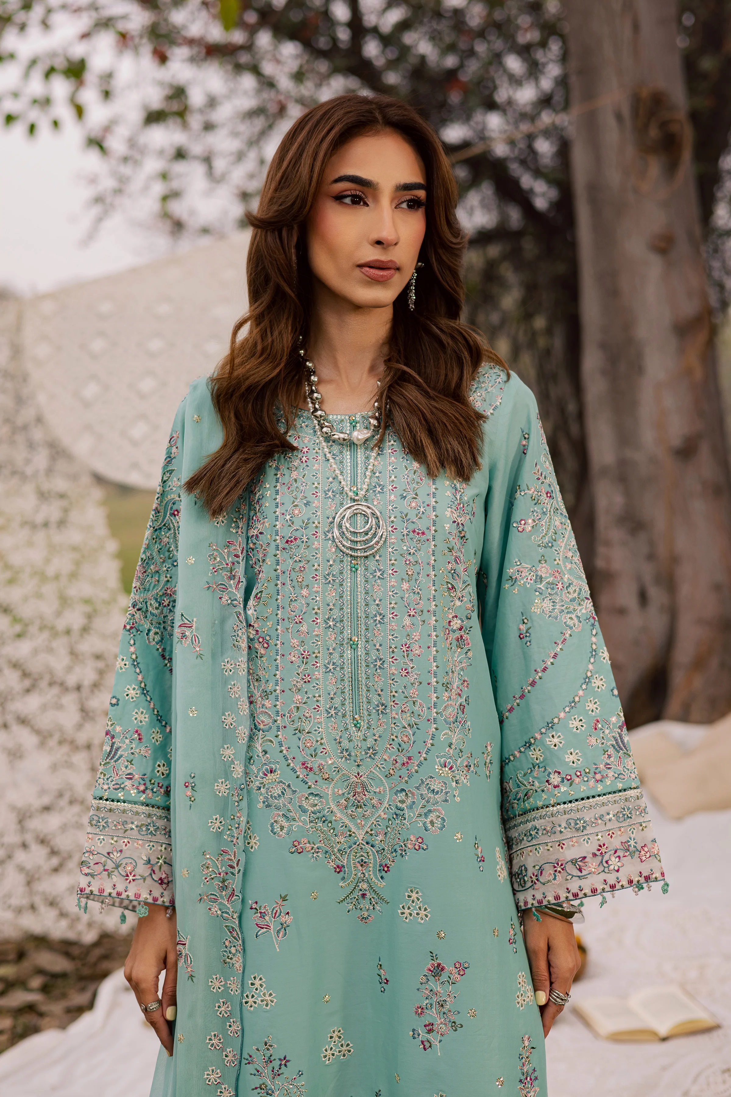 Emerald Toska 3Pc - Festive Embroidered Lawn - Image 2
