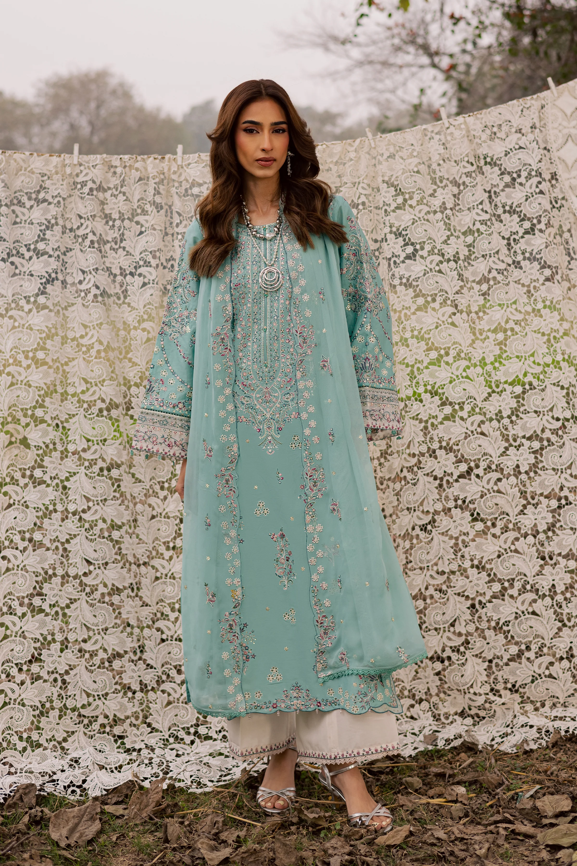 Emerald Toska 3Pc - Festive Embroidered Lawn - Image 5