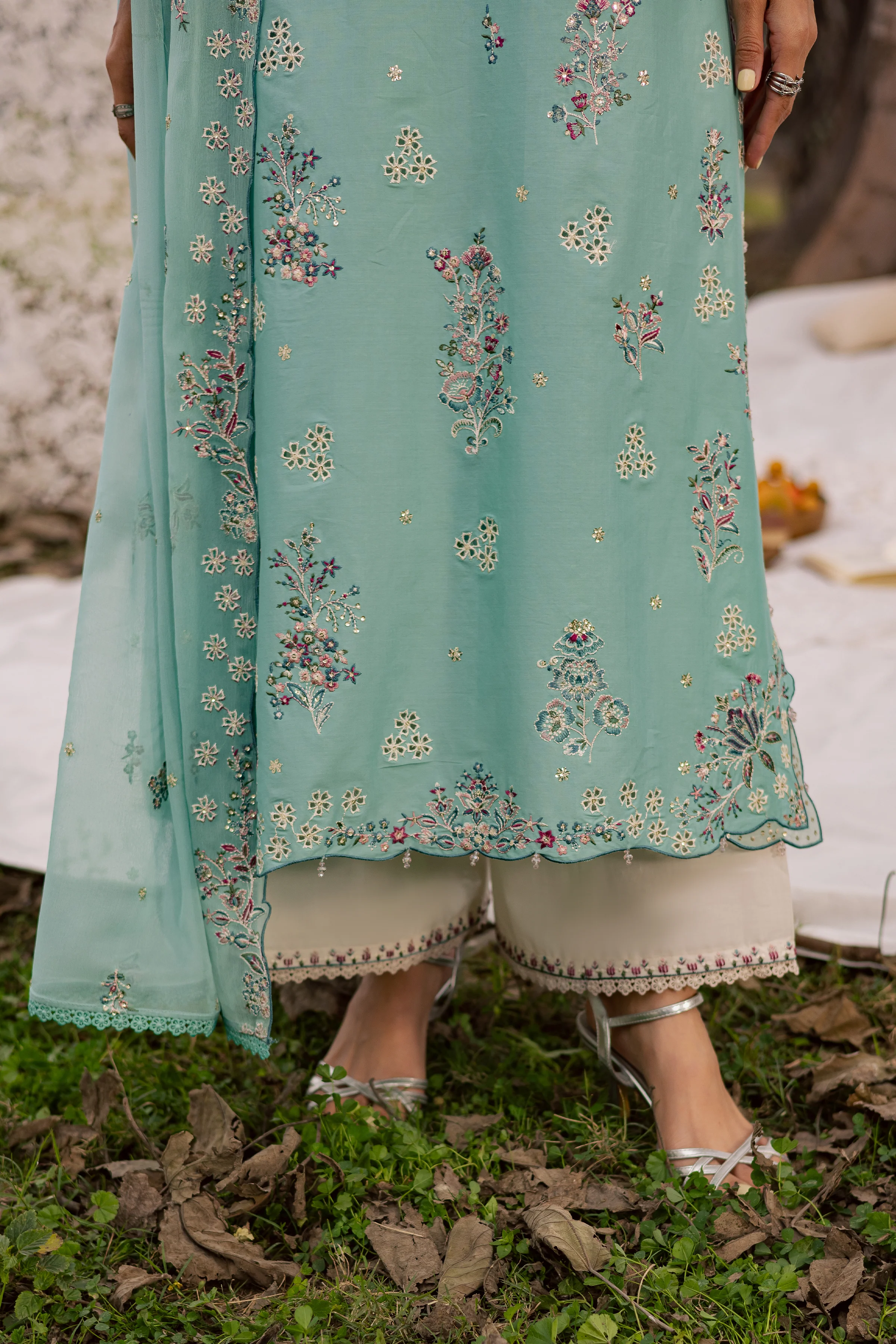 Emerald Toska 3Pc - Festive Embroidered Lawn - Image 6