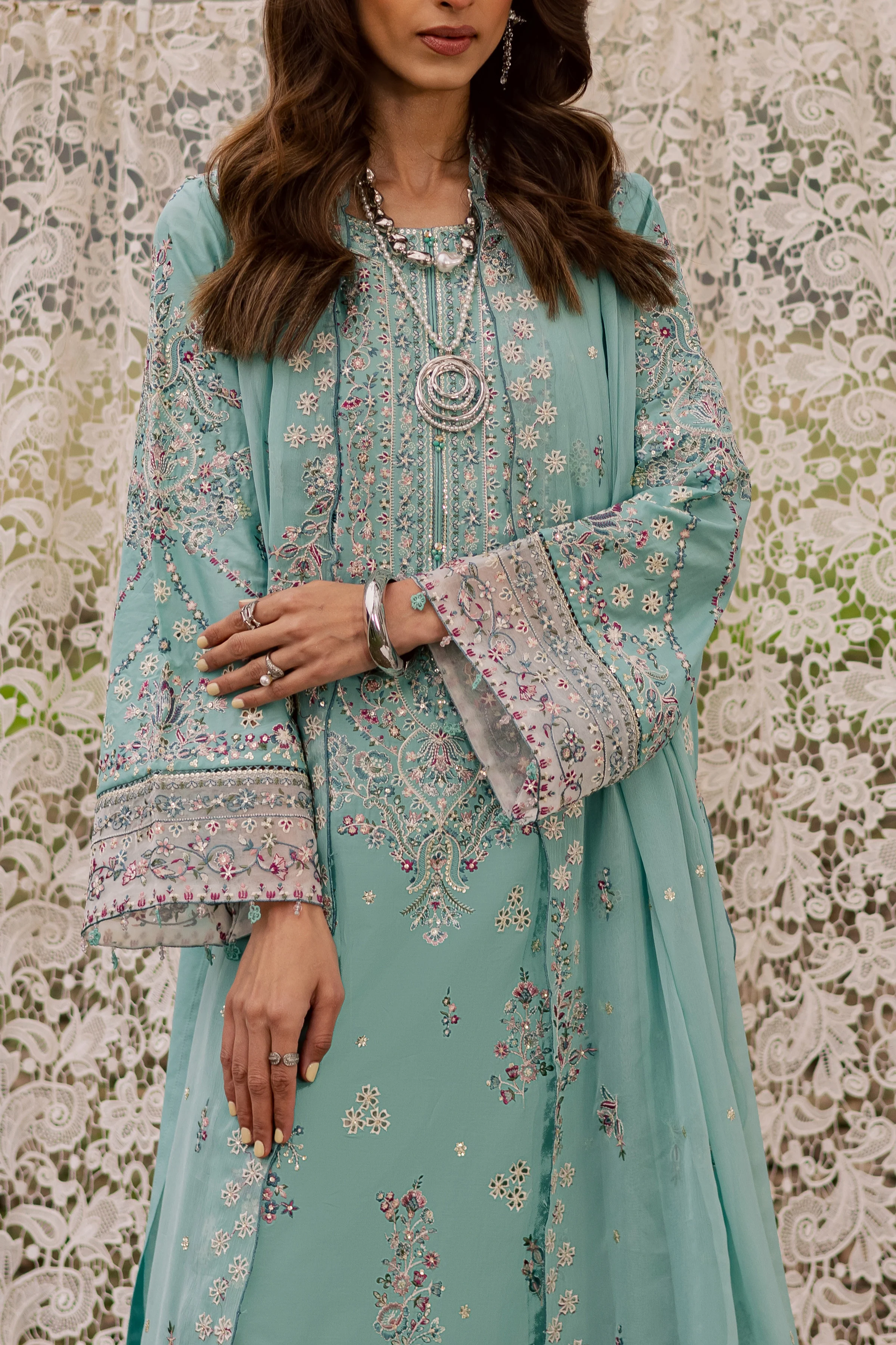 Emerald Toska 3Pc - Festive Embroidered Lawn - Image 7