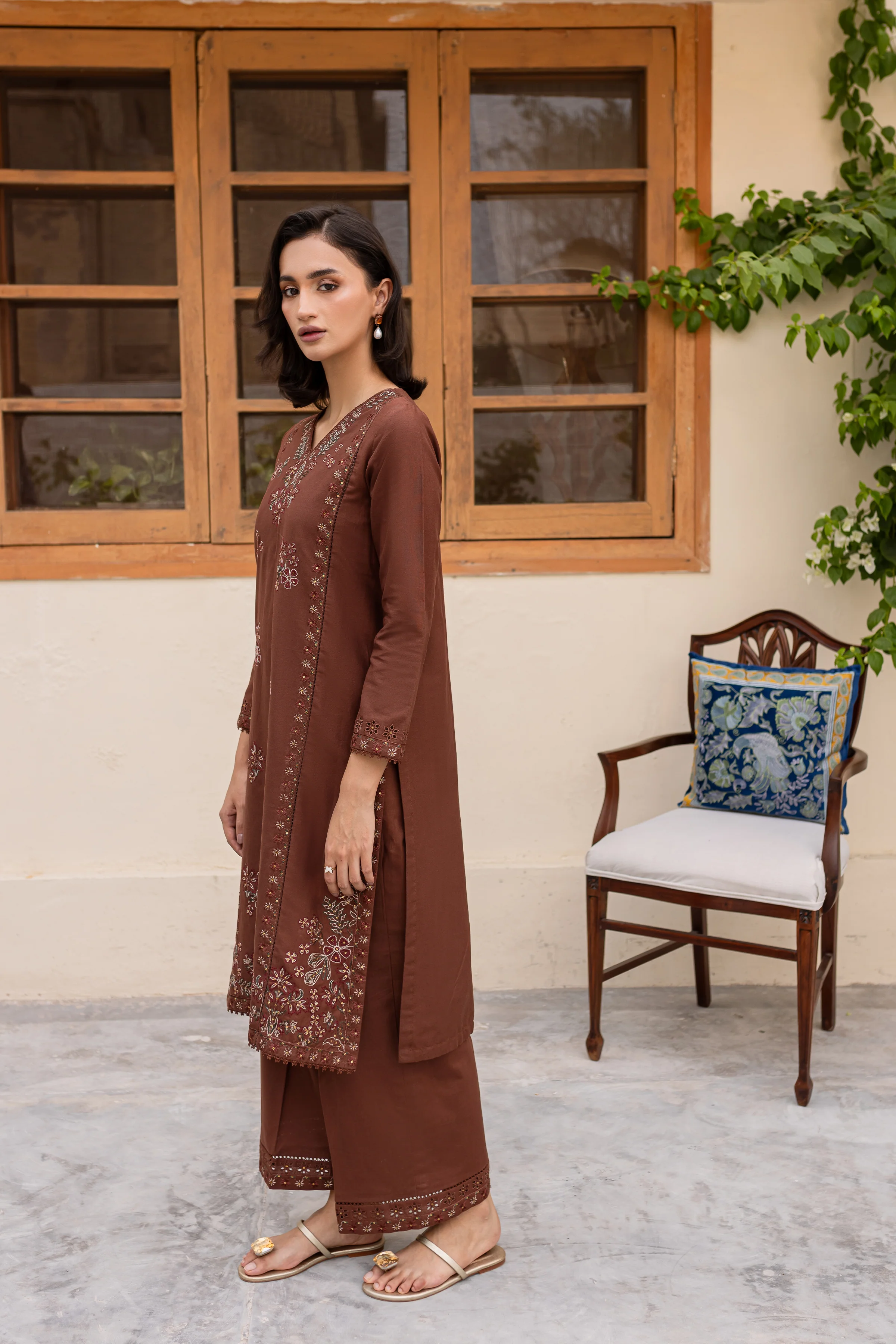 Evana 2Pc - Embroidered Khaddar Dress - Image 5