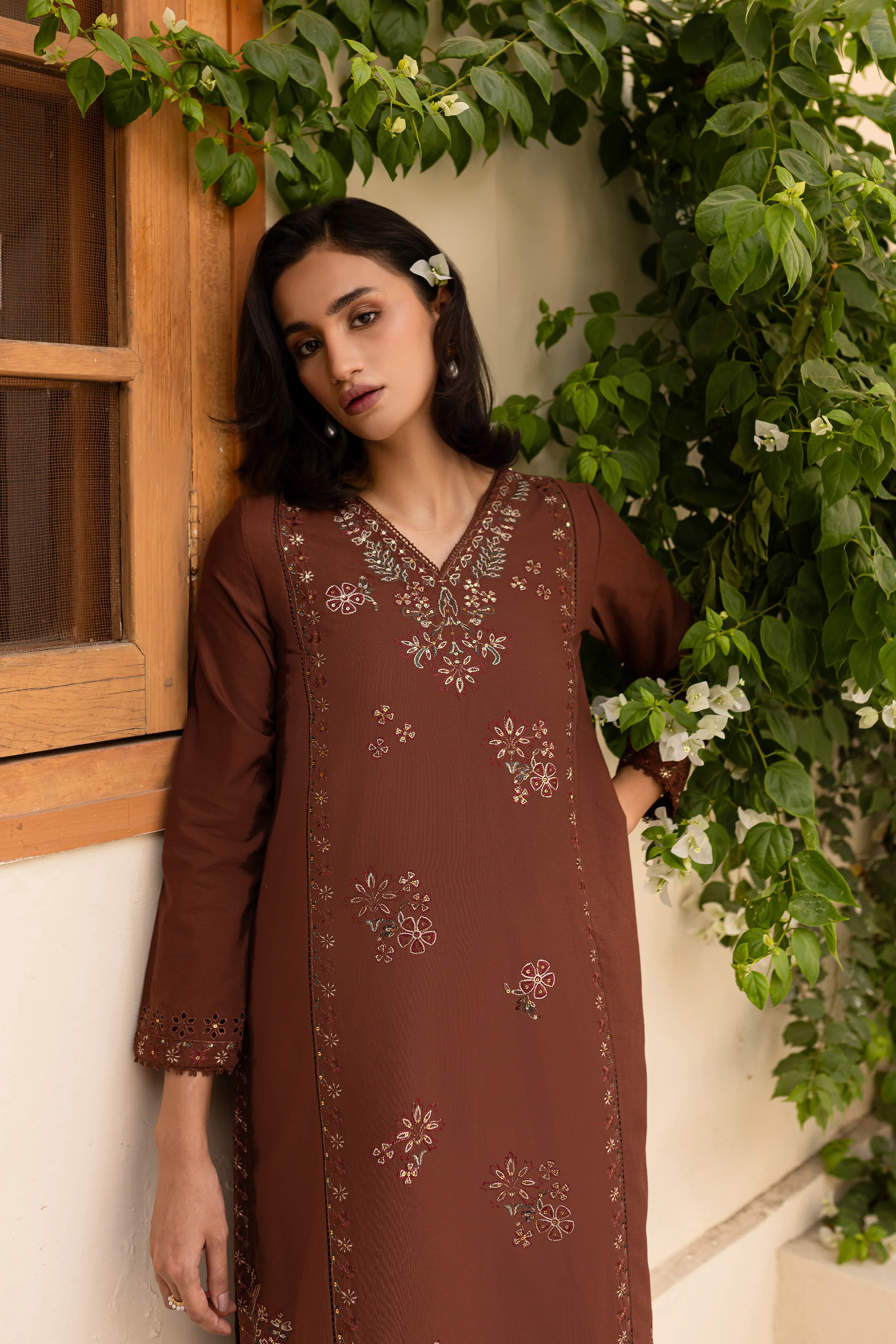 Evana 2Pc - Embroidered Khaddar Dress - Image 6