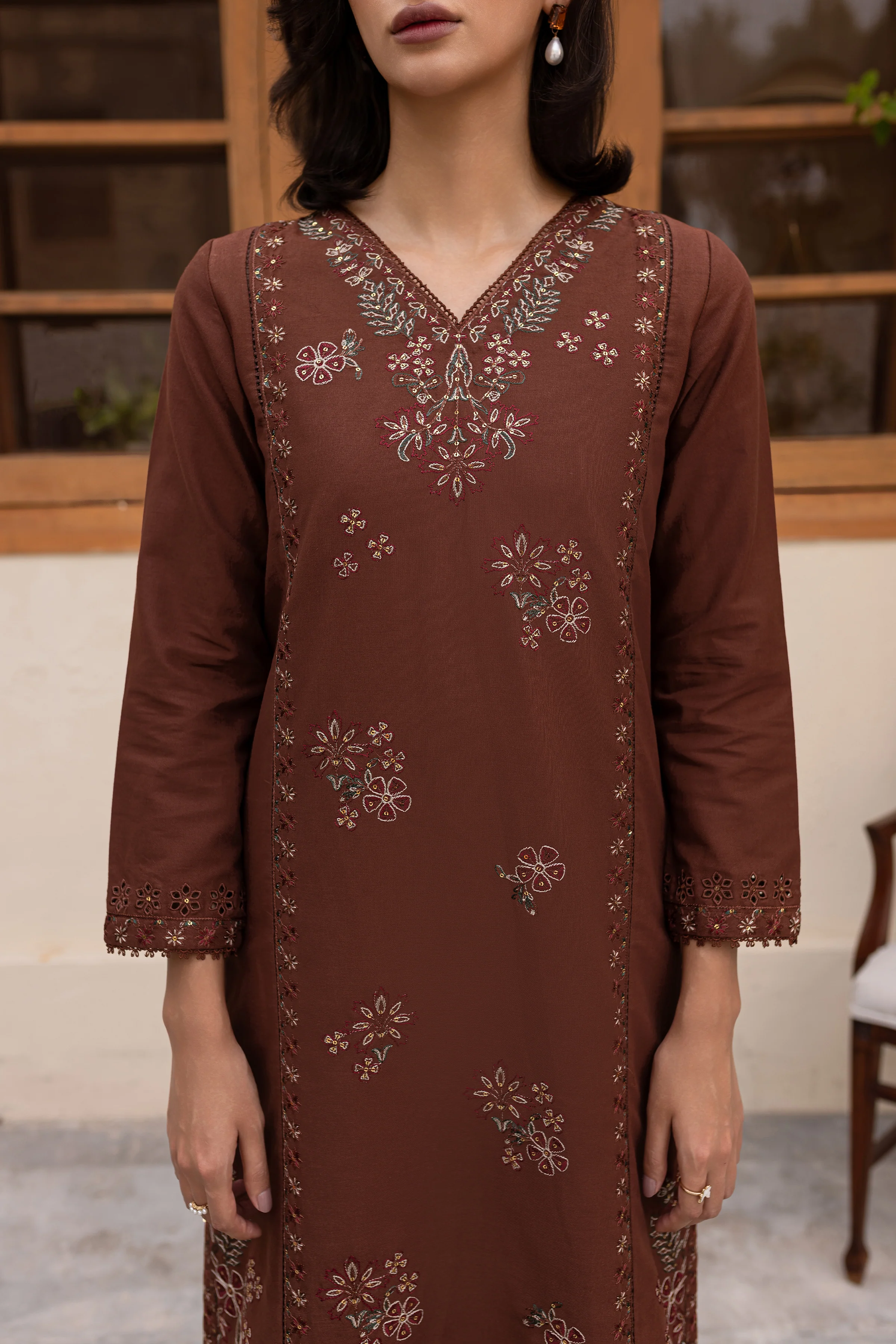 Evana 2Pc - Embroidered Khaddar Dress - Image 7