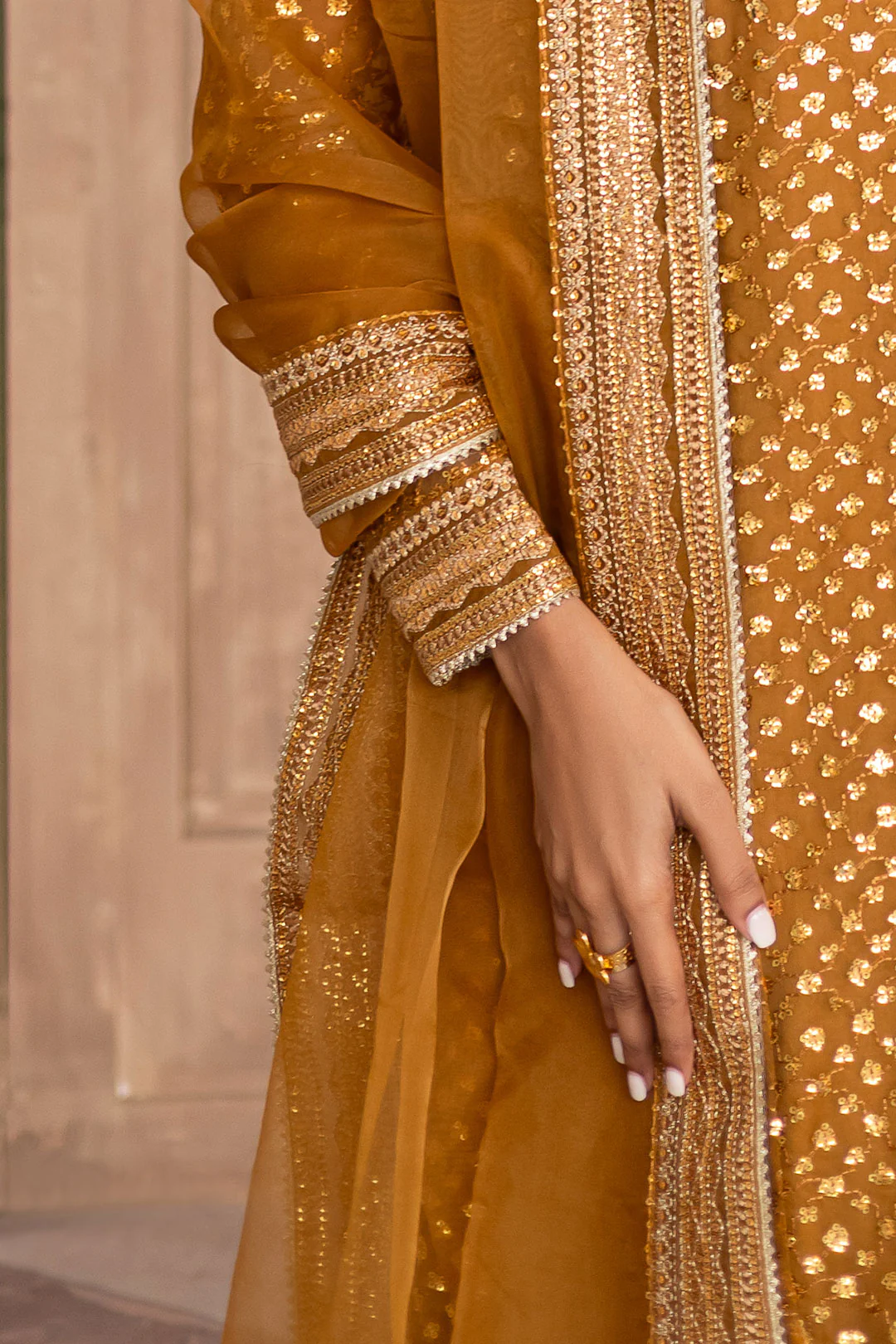 Ezra Mustard 3Pc - Embroidered Luxe Pret6 - Image 10