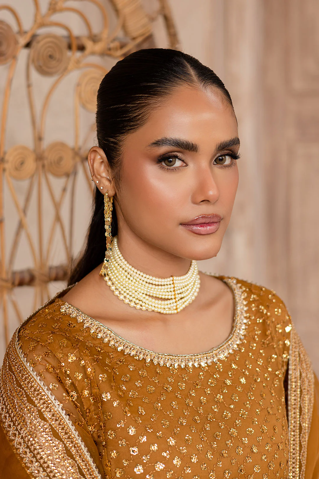 Ezra Mustard 3Pc - Embroidered Luxe Pret6 - Image 7