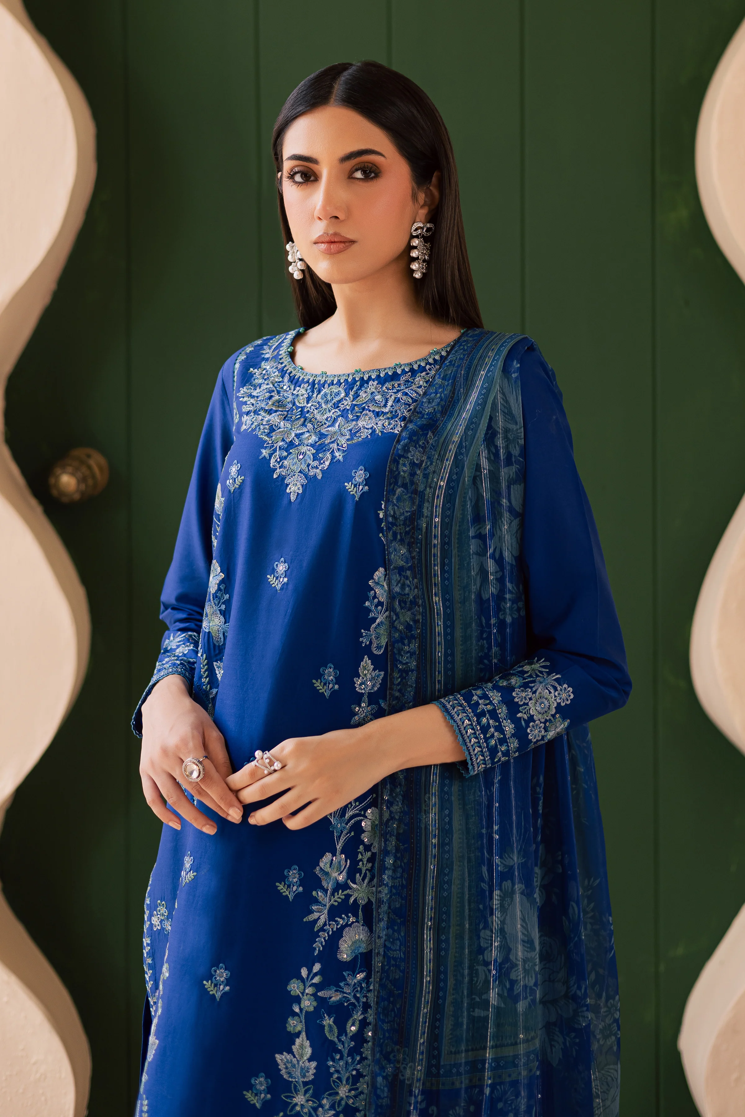 Falafel 3Pc - Embroidered Solid Dress - Image 2