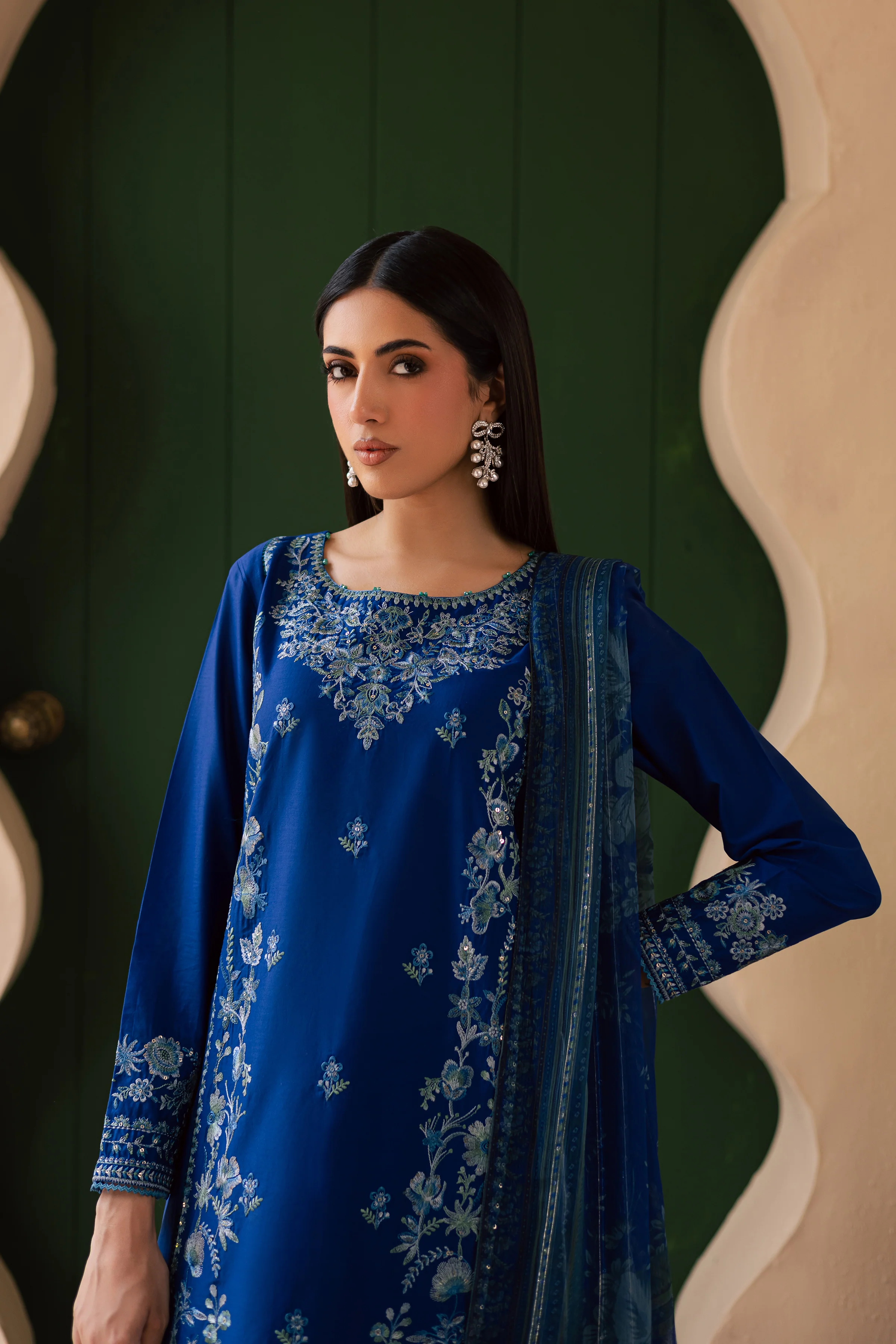 Falafel 3Pc - Embroidered Solid Dress - Image 3