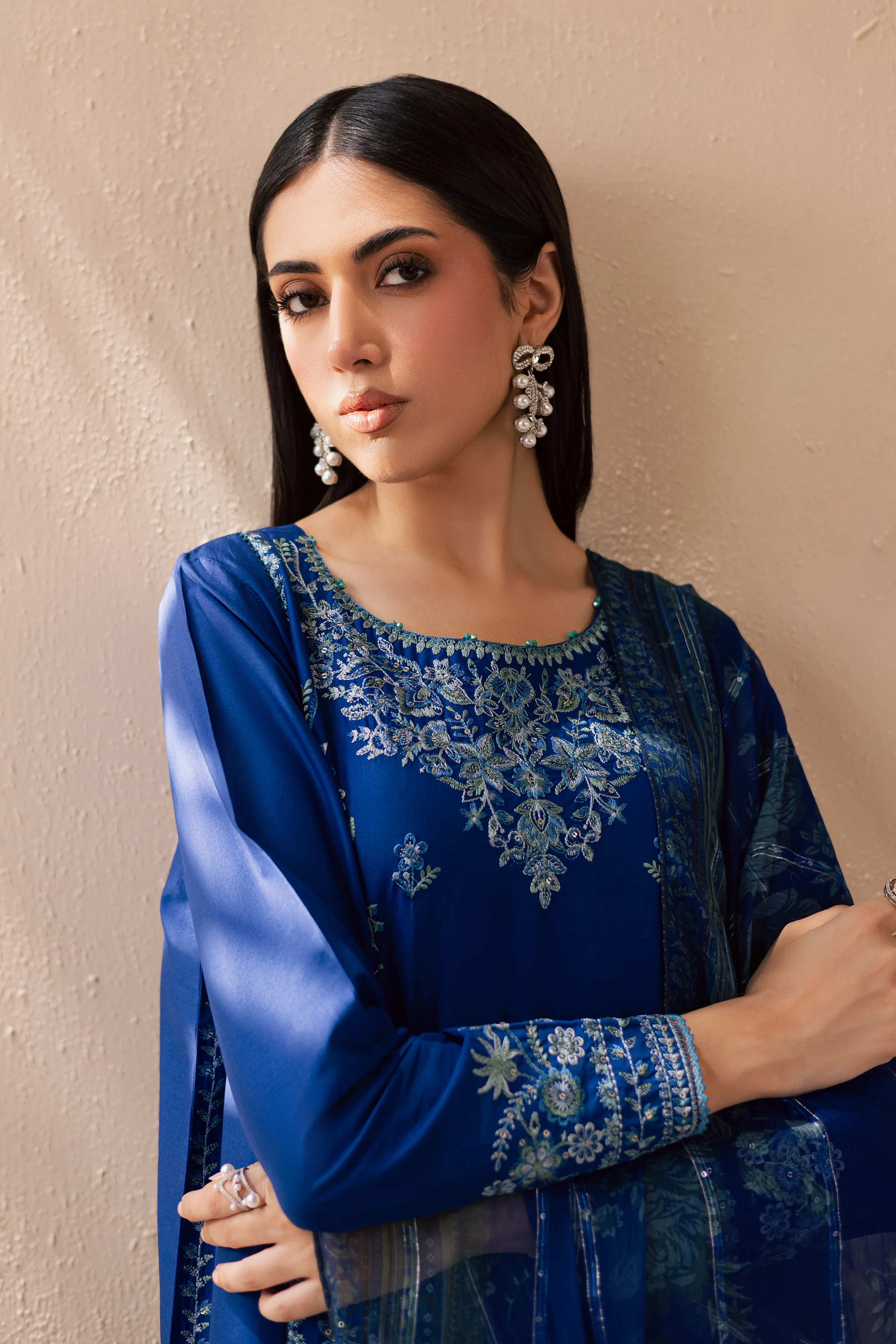 Falafel 3Pc - Embroidered Solid Dress - Image 4