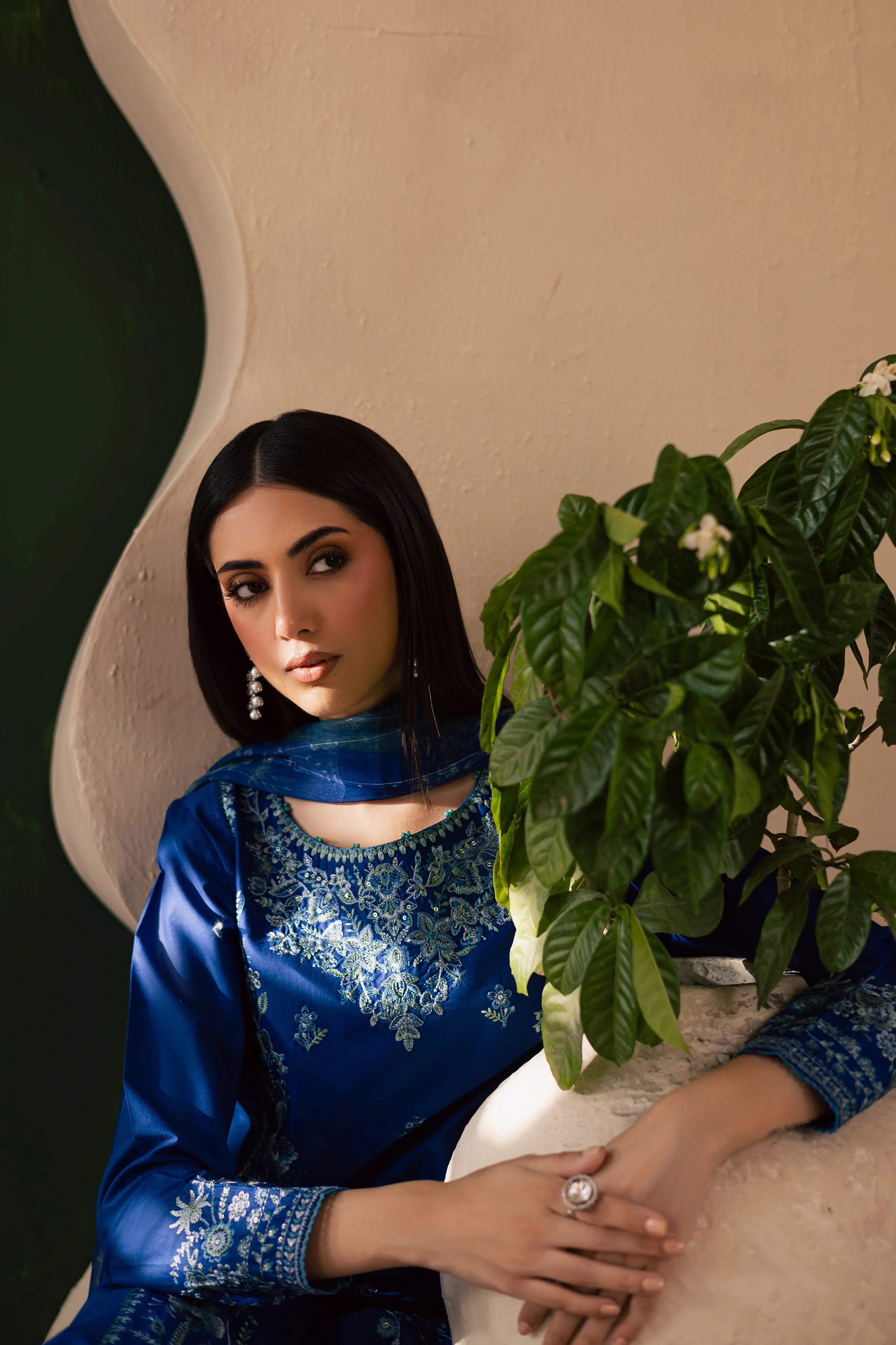 Falafel 3Pc - Embroidered Solid Dress - Image 6