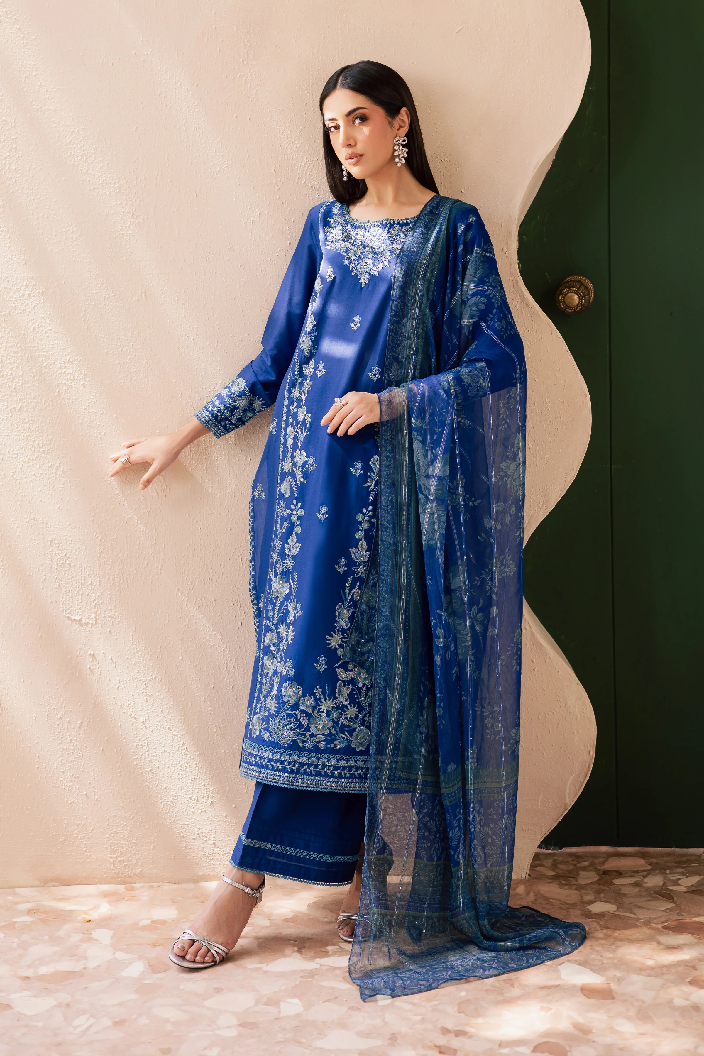 Falafel 3Pc - Embroidered Solid Dress - Image 7